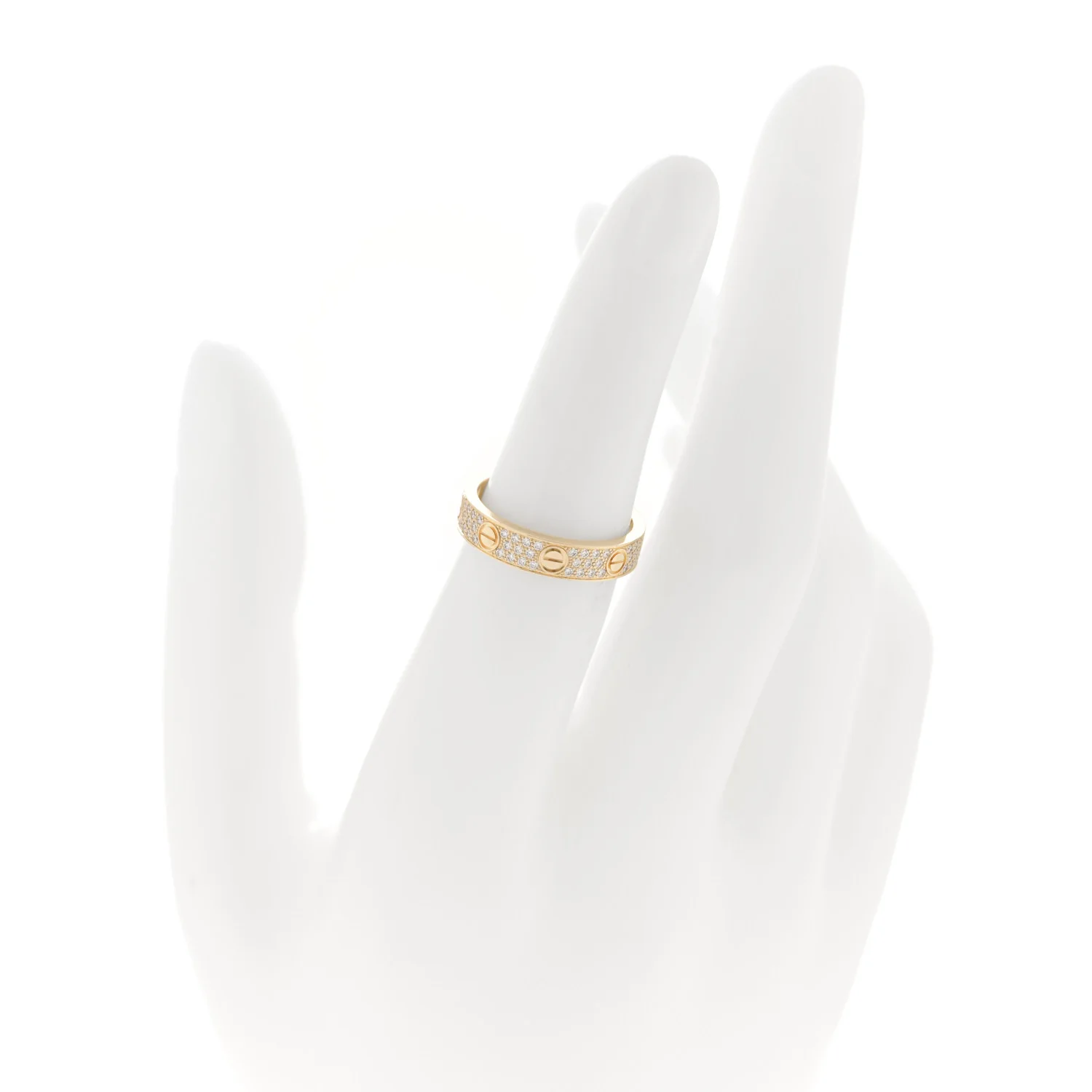 18K Yellow Gold Diamond 4mm LOVE Wedding Paved Band Ring 50 5.25 - Image 2