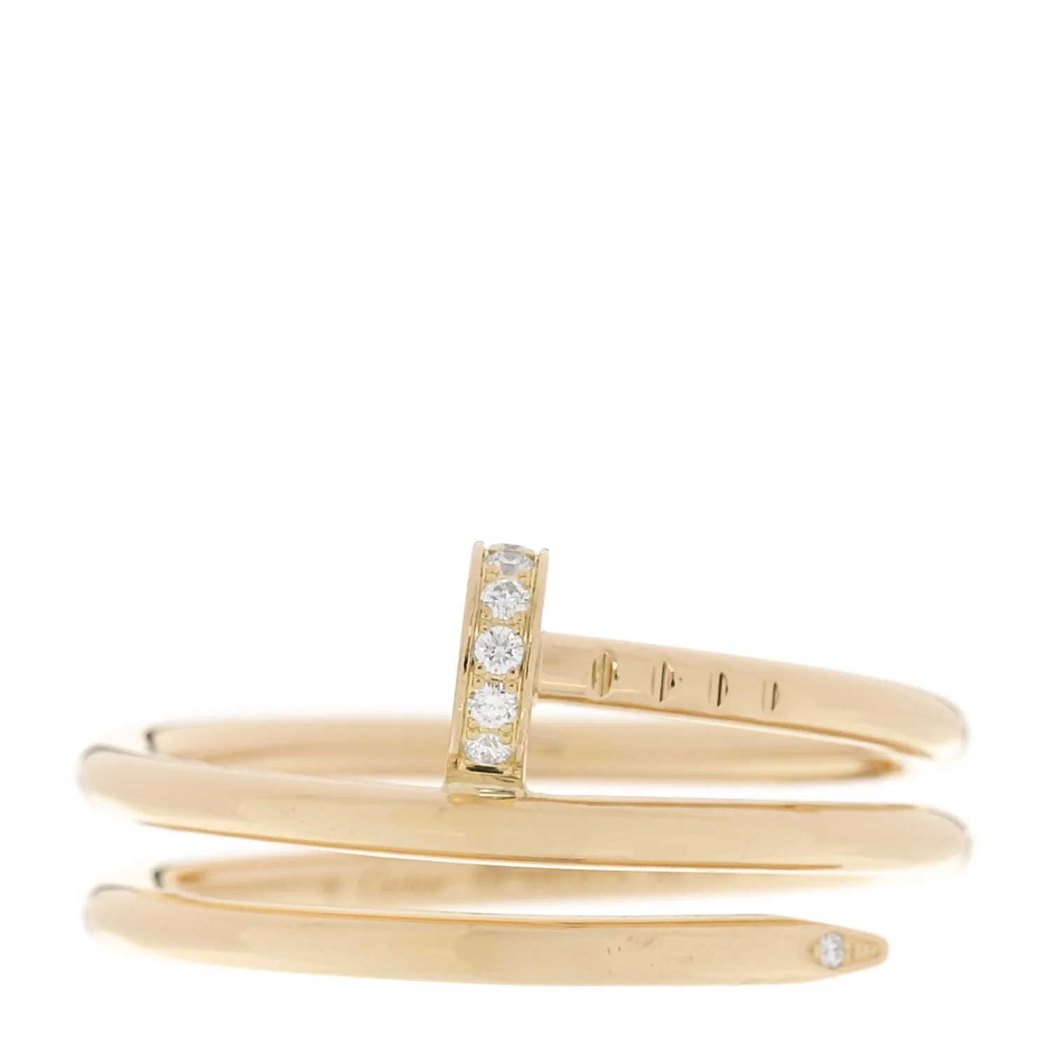 18K Yellow Gold Diamond Double Juste Un Clou Ring 58 8.25