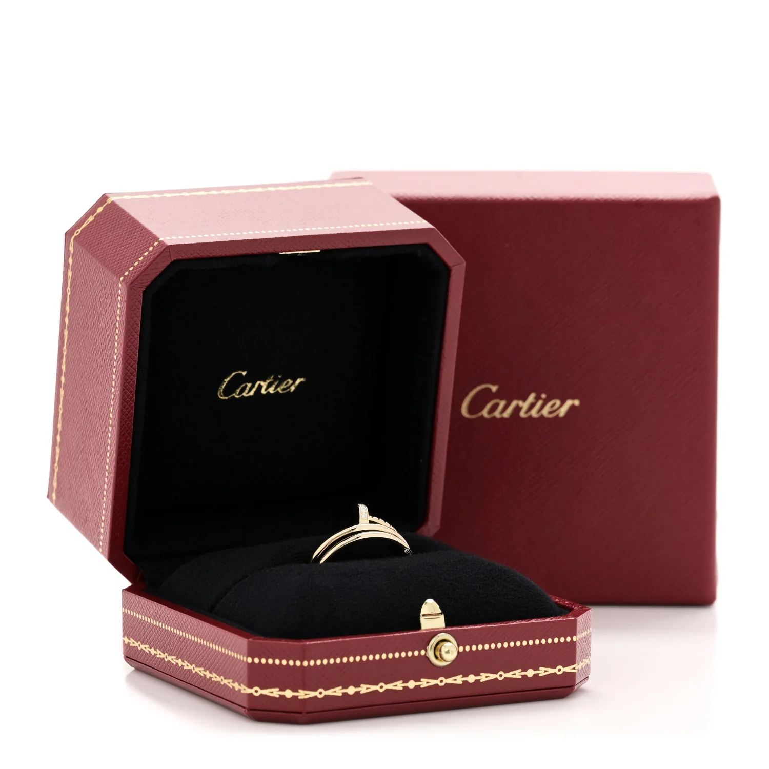18K Yellow Gold Diamond Double Juste Un Clou Ring 58 8.25 - Image 6
