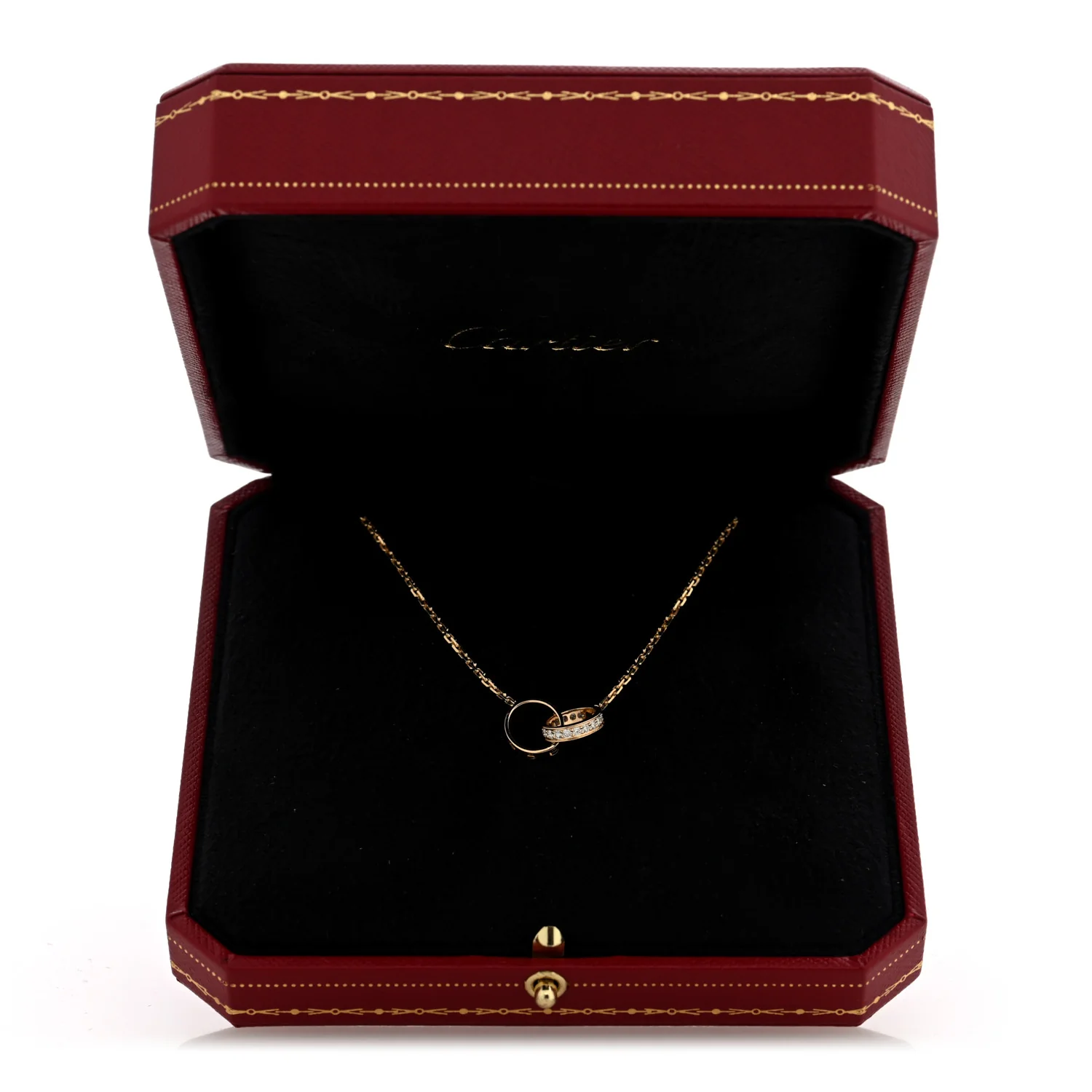 18K Yellow Gold Diamond Interlocking LOVE Necklace - Image 6