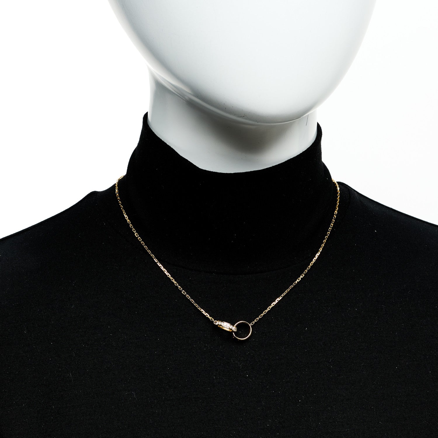 18K Yellow Gold Diamond Interlocking LOVE Necklace - Image 2
