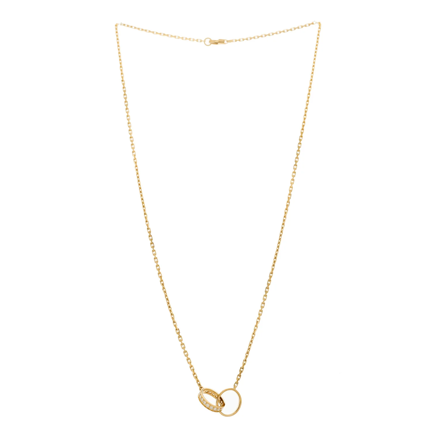 18K Yellow Gold Diamond Interlocking LOVE Necklace - Image 3