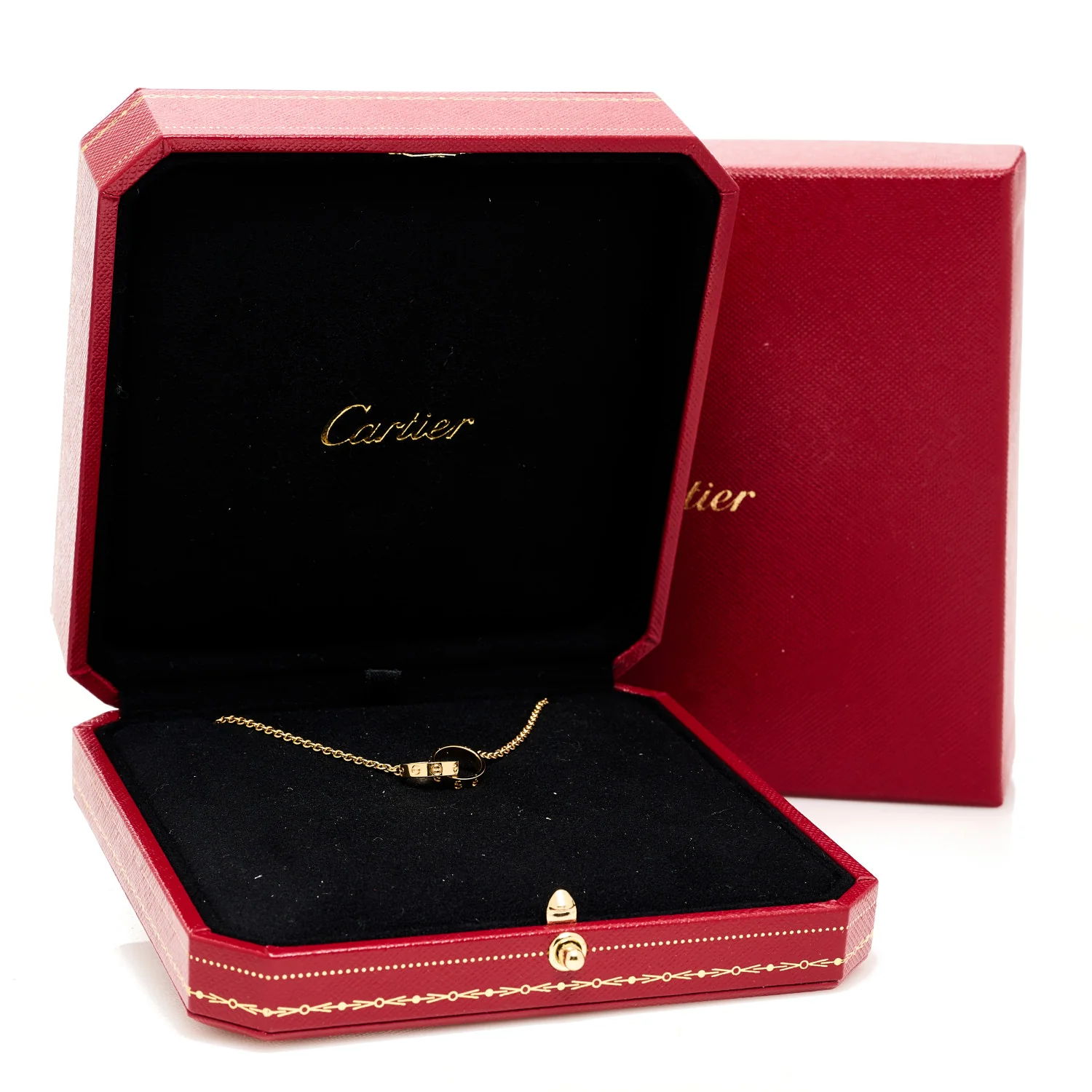 18K Yellow Gold Interlocking LOVE Necklace - Image 6