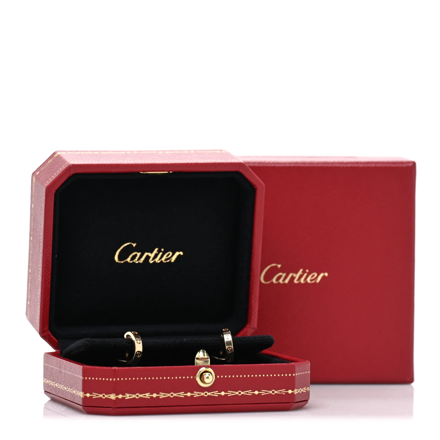 18K Yellow Gold Small LOVE Hoop Earrings - Image 5