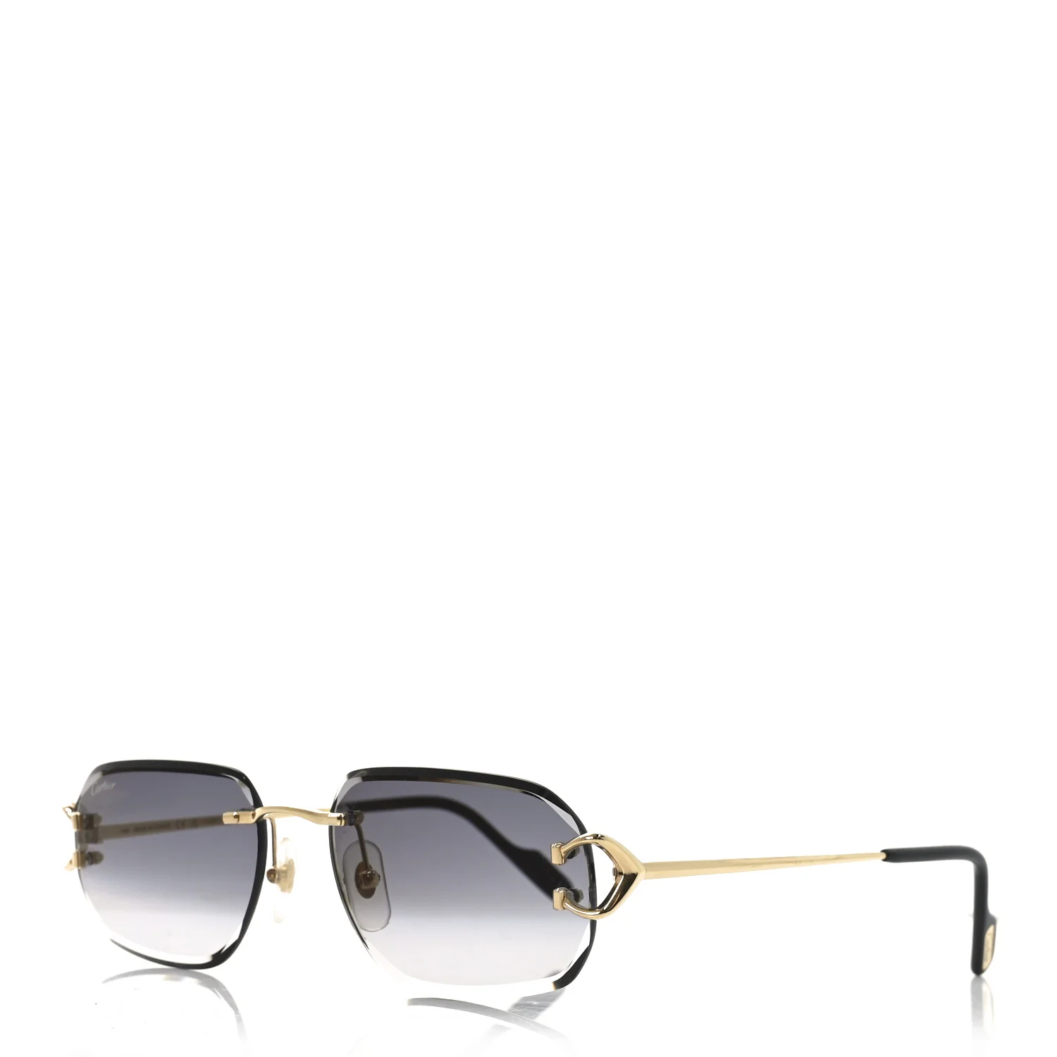 Metal Rimless C Decor Sunglasses CT0468S Gold Grey