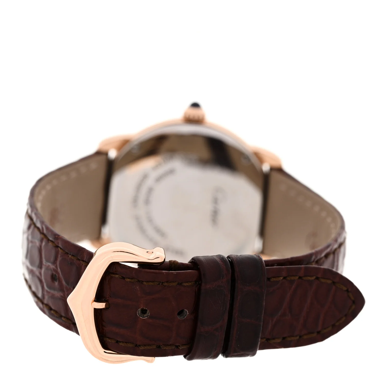 Stainless Steel 18K Pink Gold Alligator 29mm Ronde Solo Quartz Watch Brown - Image 3