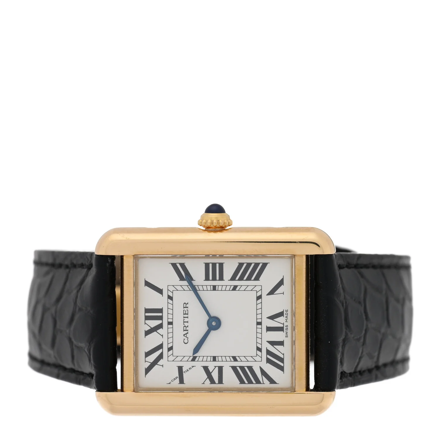 Stainless Steel 18K Yellow Gold Alligator 24mm Tank Solo Quartz Watch - Image 2