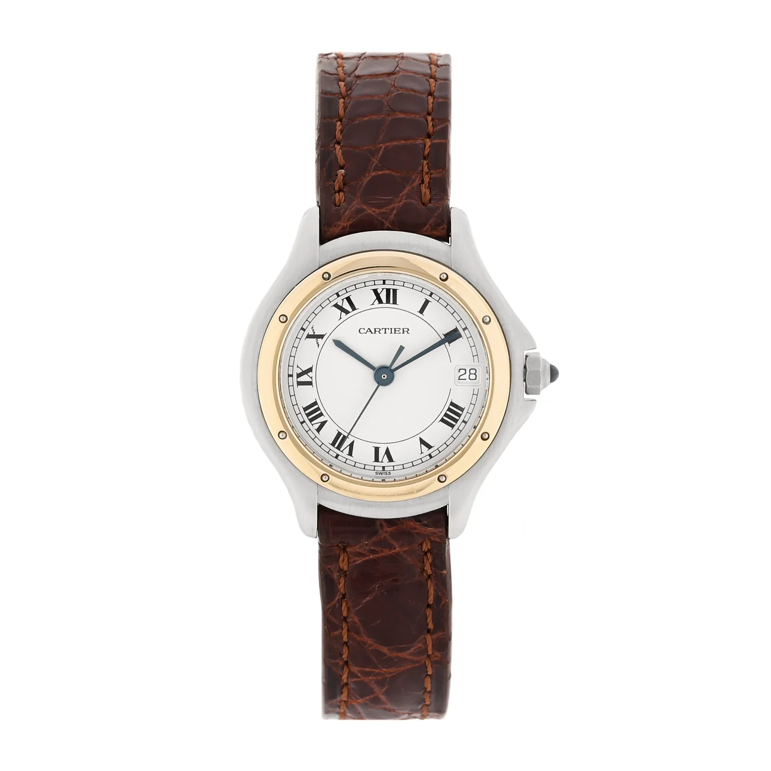 Stainless Steel 18K Yellow Gold Alligator 26mm Cougar Quartz Watch