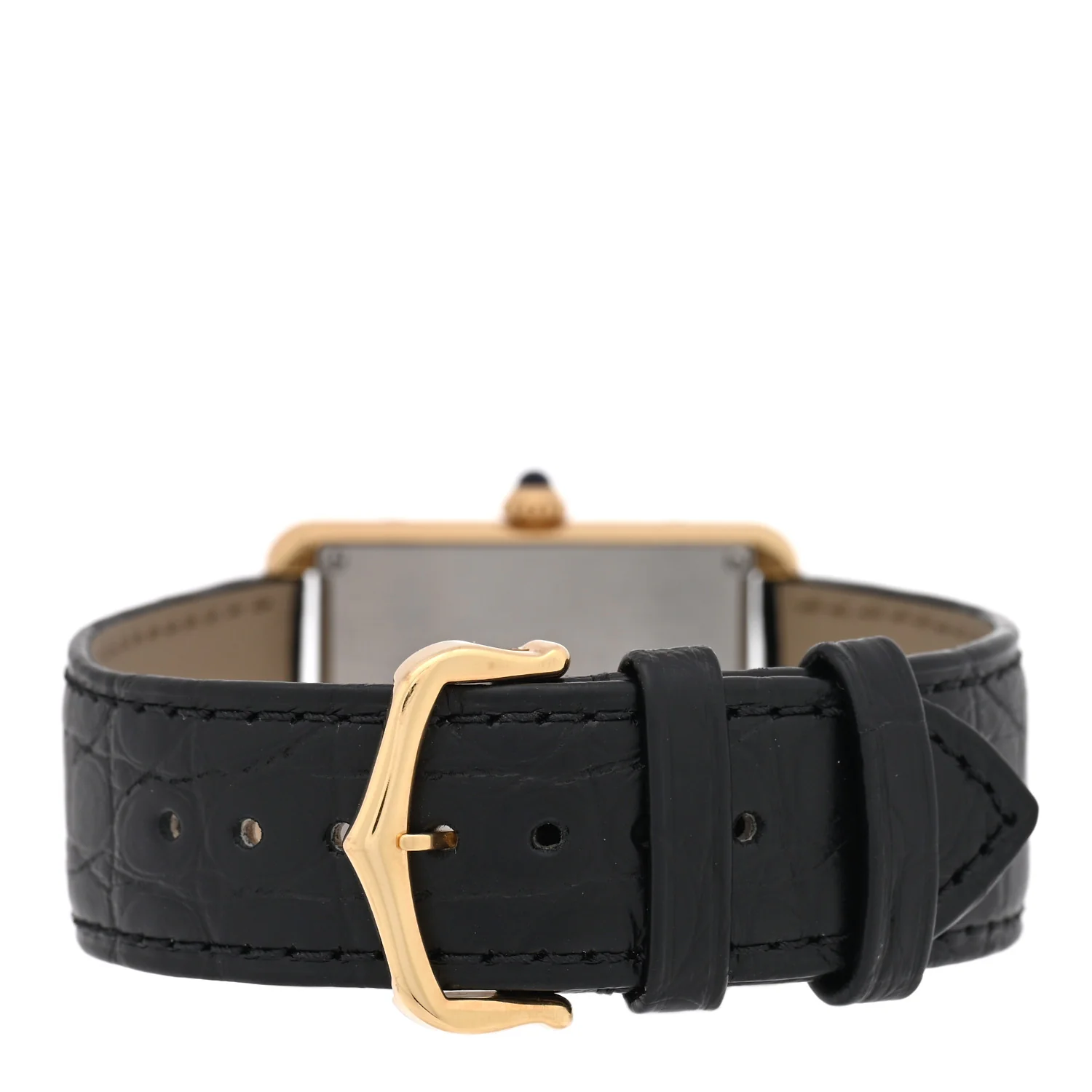 Stainless Steel 18K Yellow Gold Alligator 27mm Tank Solo Quartz Watch - Image 3