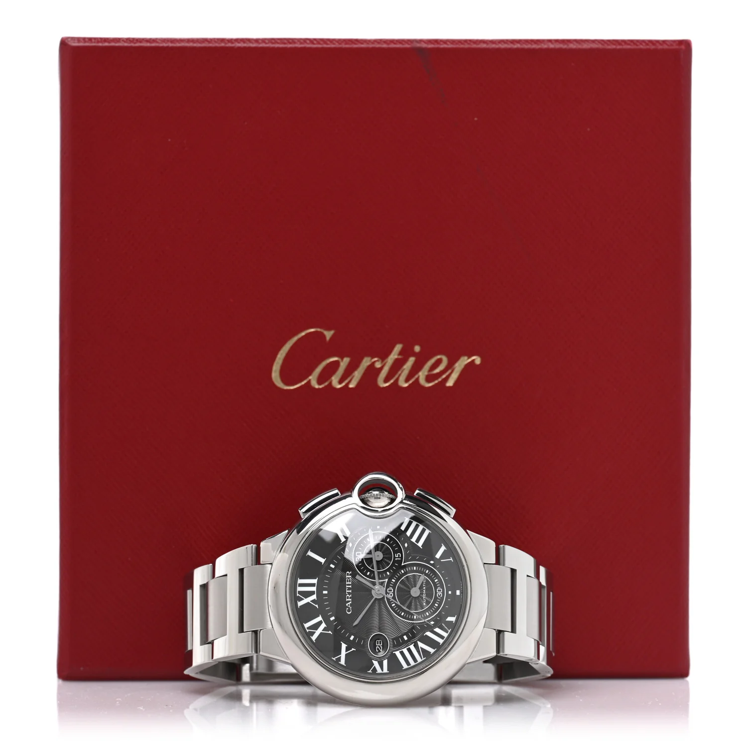Stainless Steel 44mm Ballon Bleu De Cartier Chronograph Automatic Watch Black - Image 5