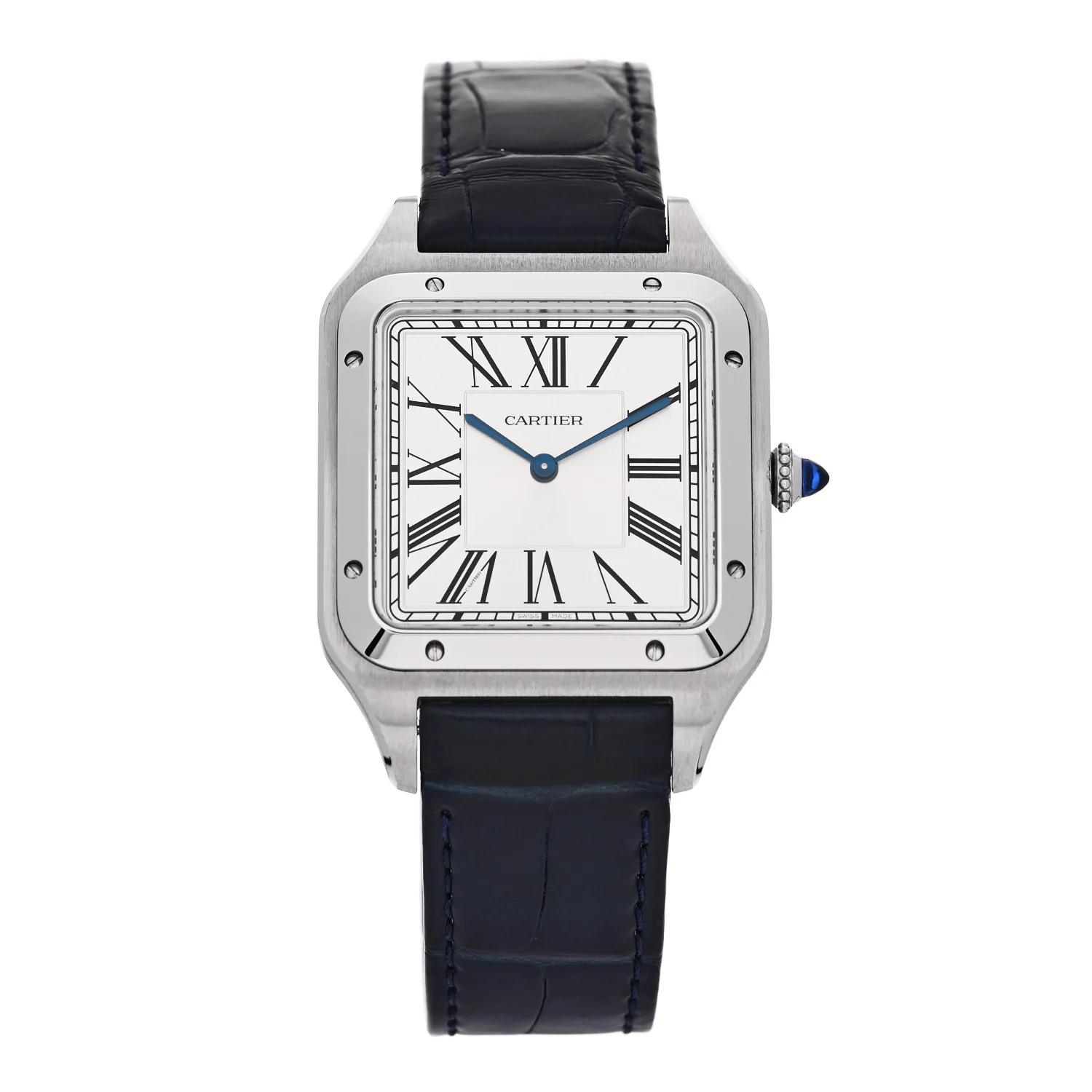 Stainless Steel Alligator 33.9mm Santos Dumont Manual Winding Watch