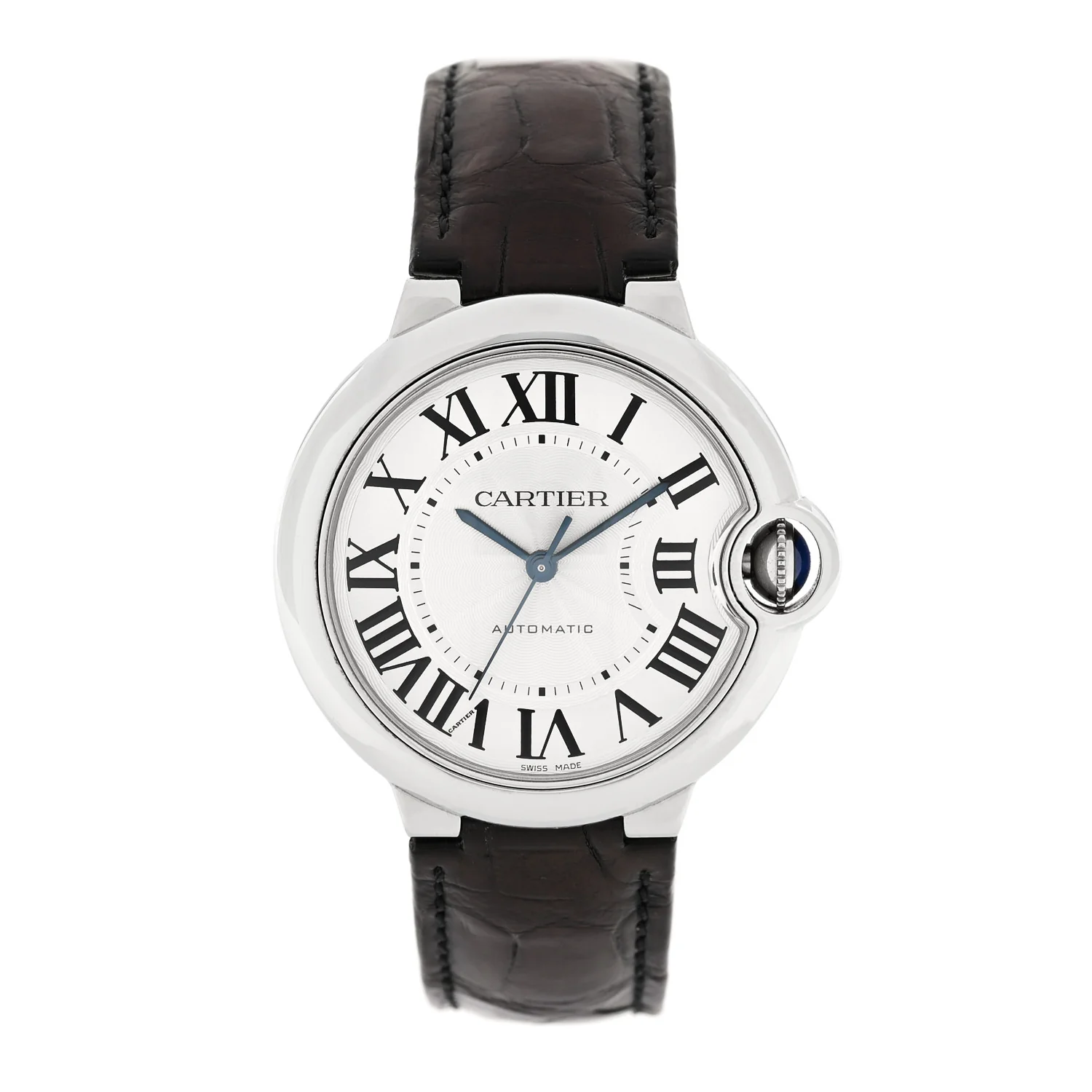 Stainless Steel Alligator 36mm Ballon Bleu De Cartier Automatic Watch Brown
