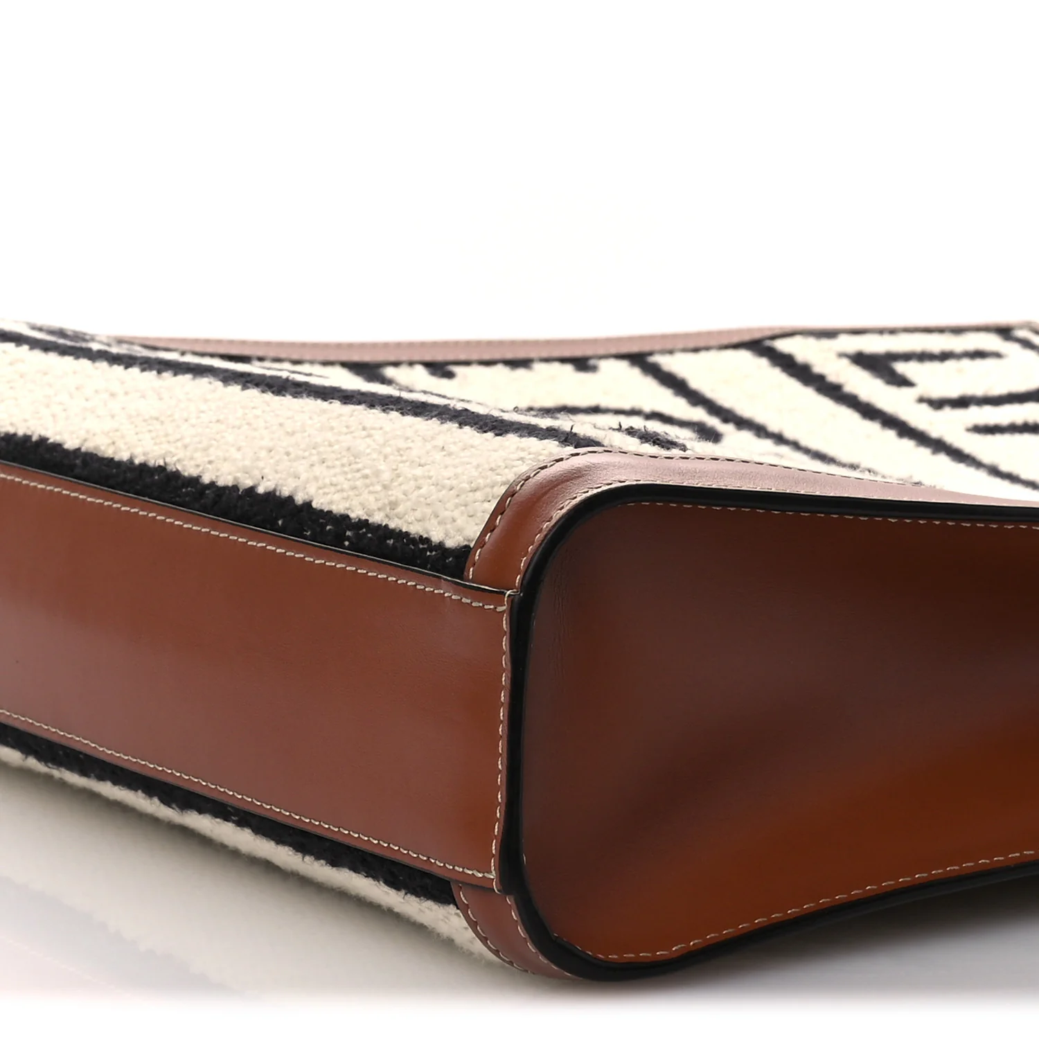 All Over Textile Calfskin Small Vertical Cabas Natural Tan Black - Image 11