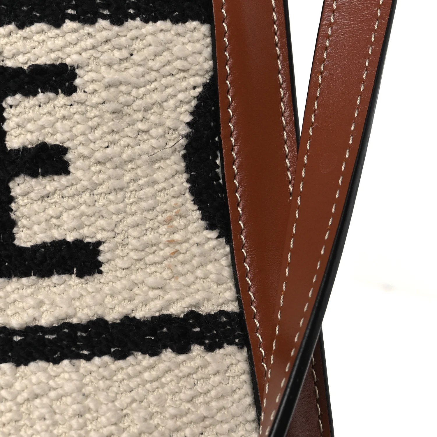 All Over Textile Calfskin Small Vertical Cabas Natural Tan Black - Image 14