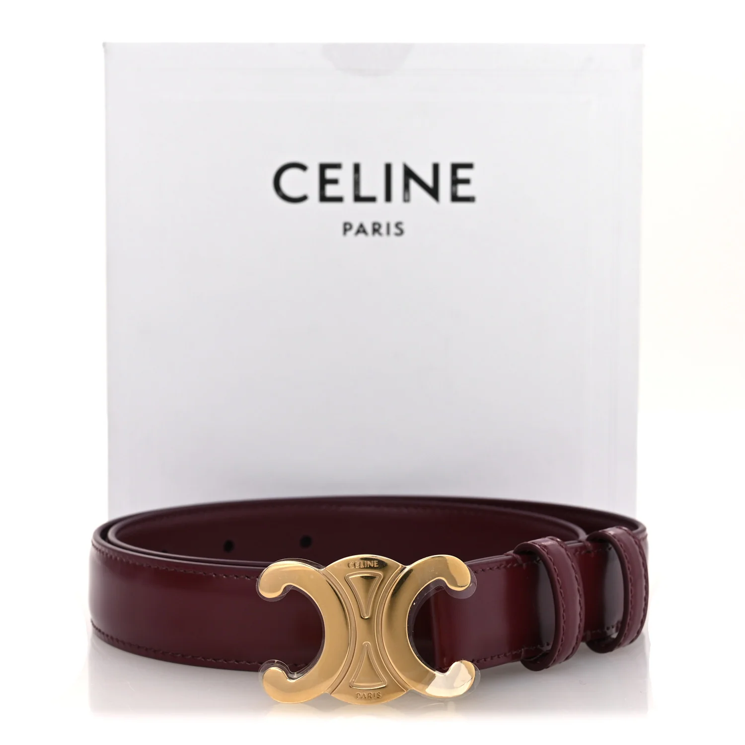Box Calfskin Medium 25mm Triomphe Belt 70 Light Burgundy - Image 8