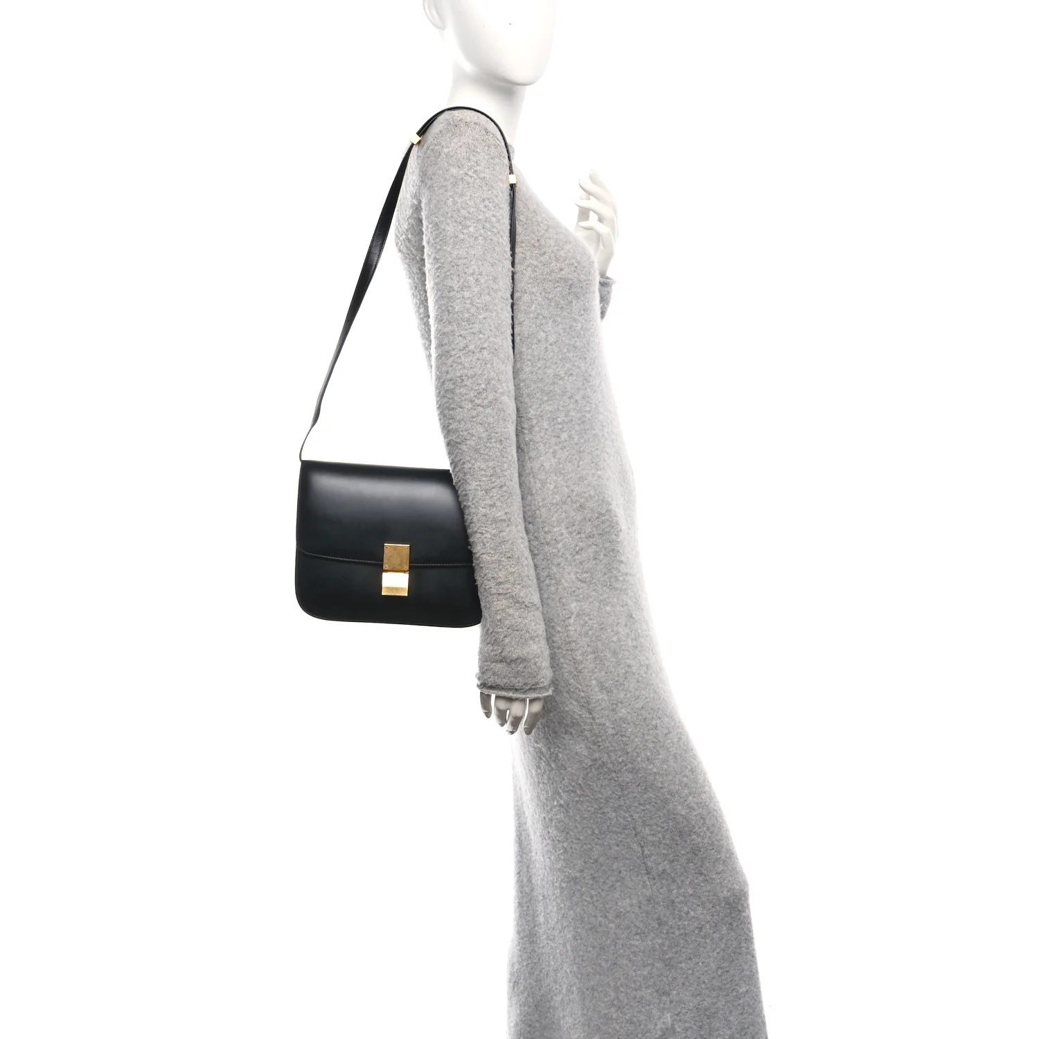Box Calfskin Medium Classic Box Flap Bag Black - Image 2