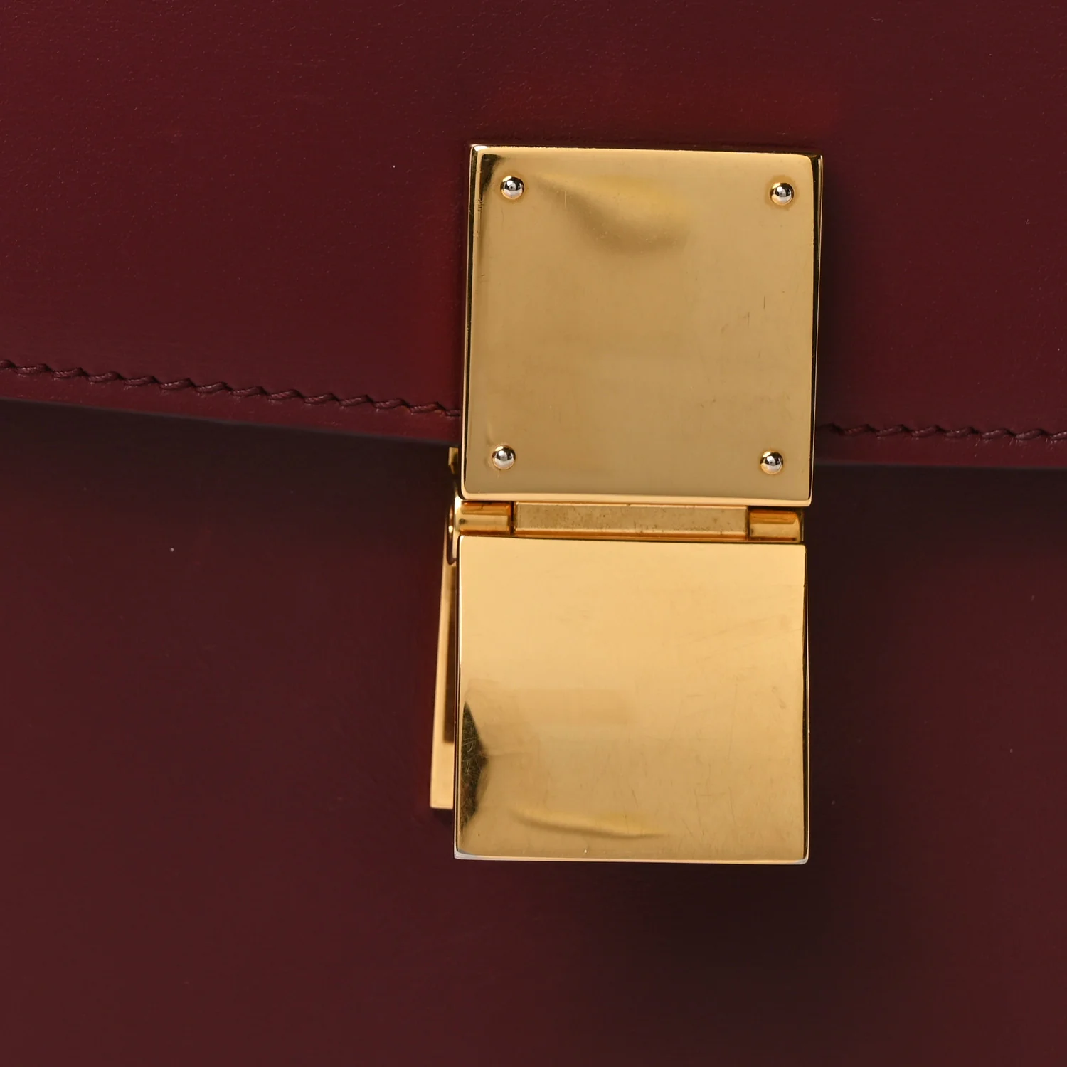 Box Calfskin Medium Classic Box Flap Bag Burgundy - Image 8