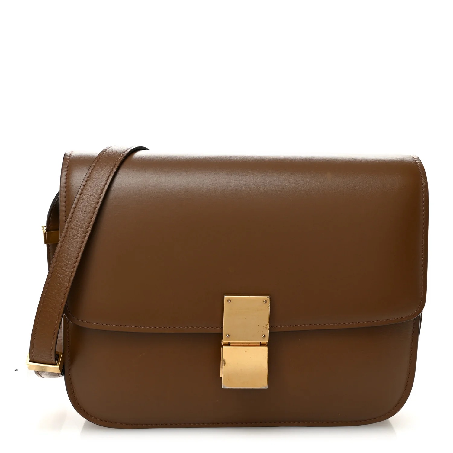 Box Calfskin Medium Classic Box Flap Bag Camel