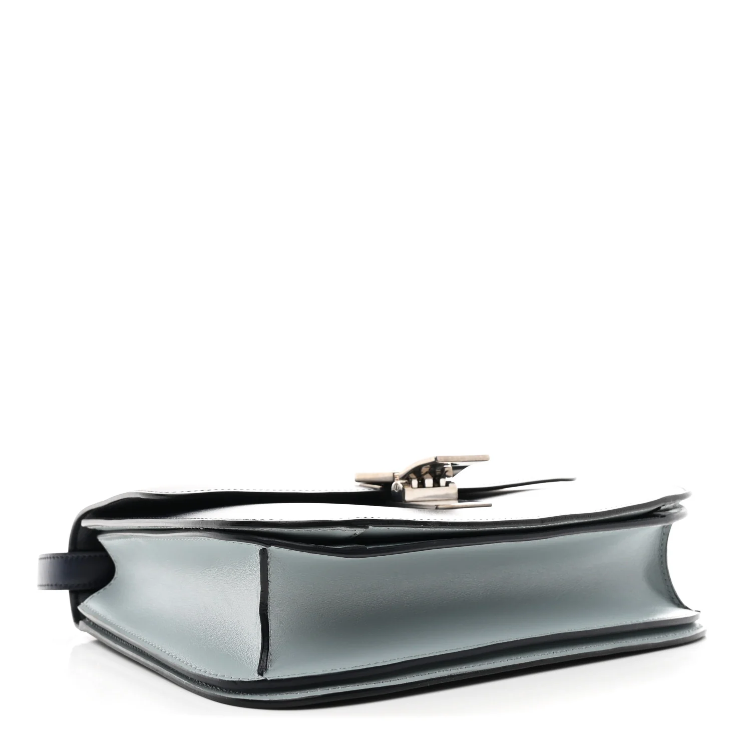 Box Calfskin Medium Classic Box Flap Bag Navy Light Blue - Image 4