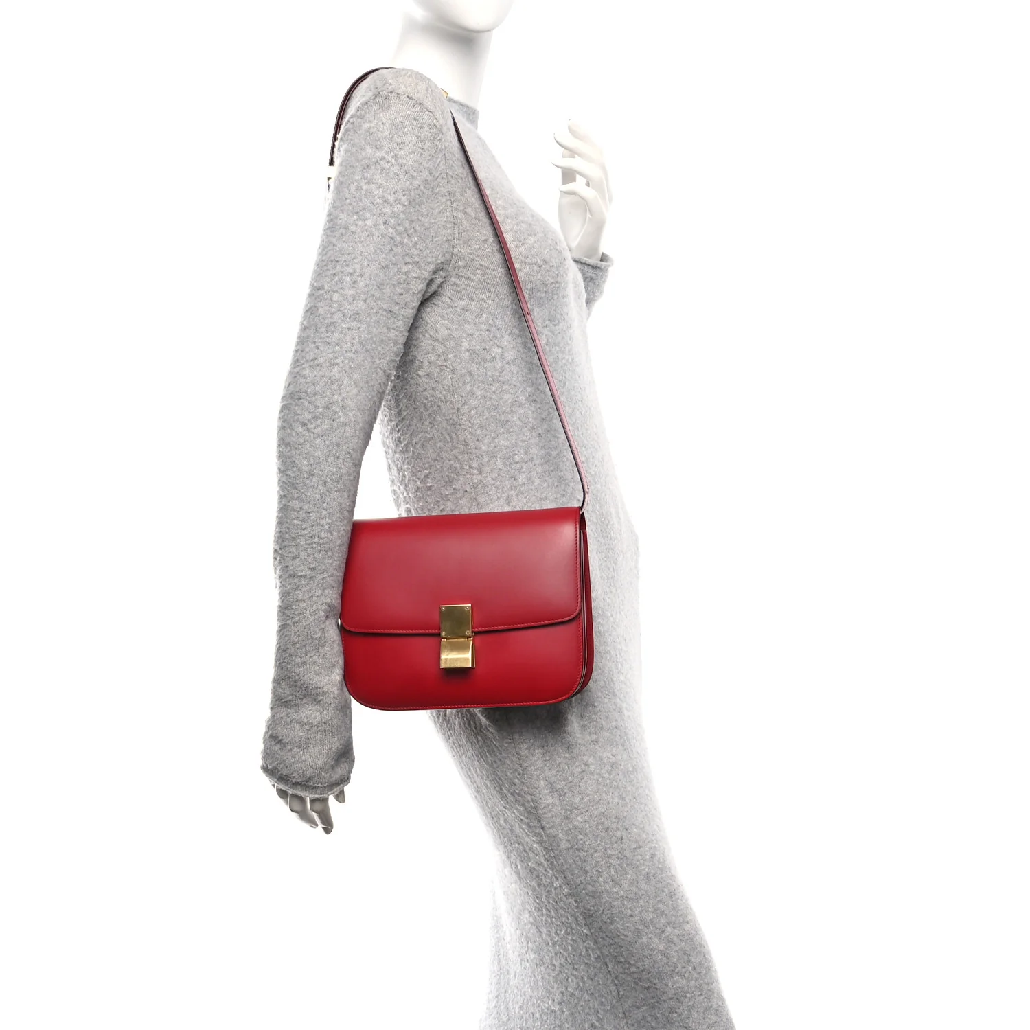Box Calfskin Medium Classic Box Flap Bag Red - Image 2
