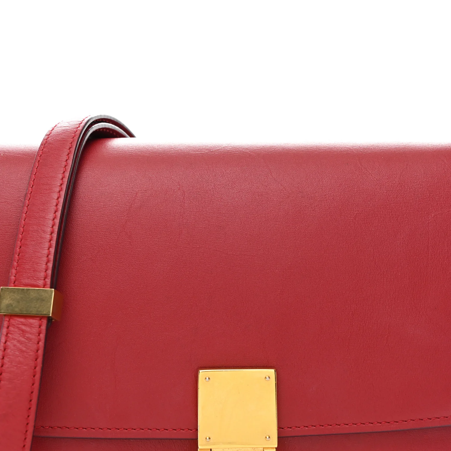 Box Calfskin Medium Classic Box Flap Bag Red - Image 9