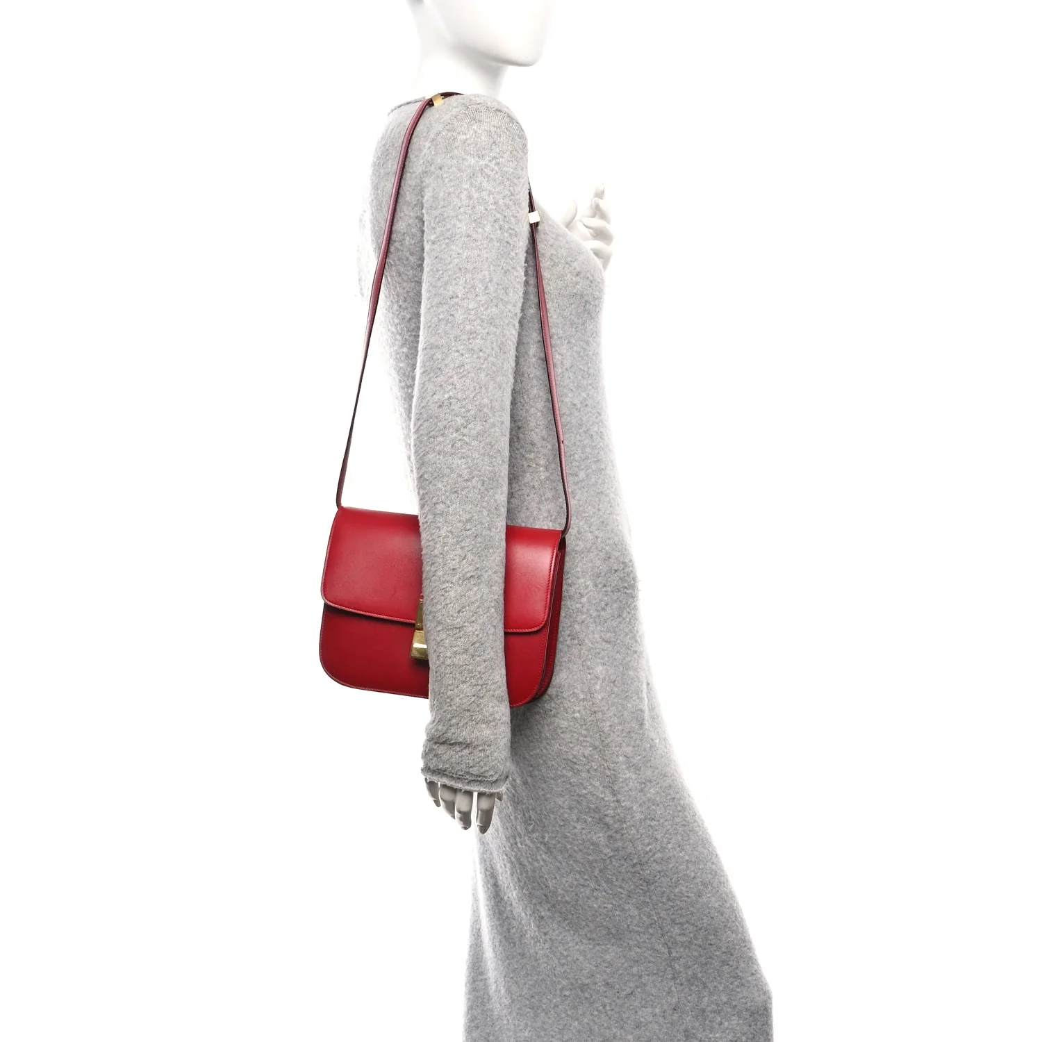 Box Calfskin Medium Classic Box Flap Bag Red - Image 2