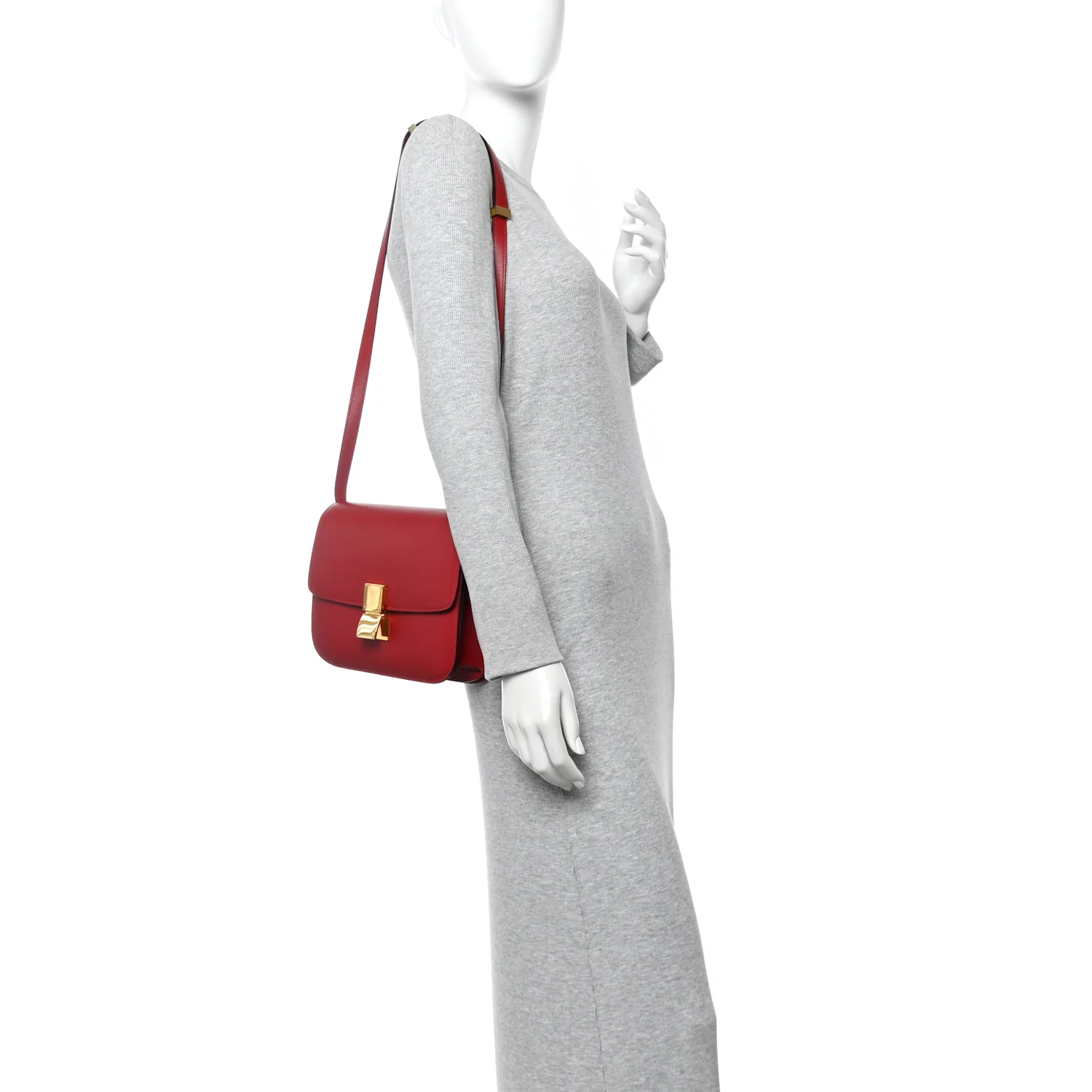 Box Calfskin Medium Classic Box Flap Bag Red - Image 2
