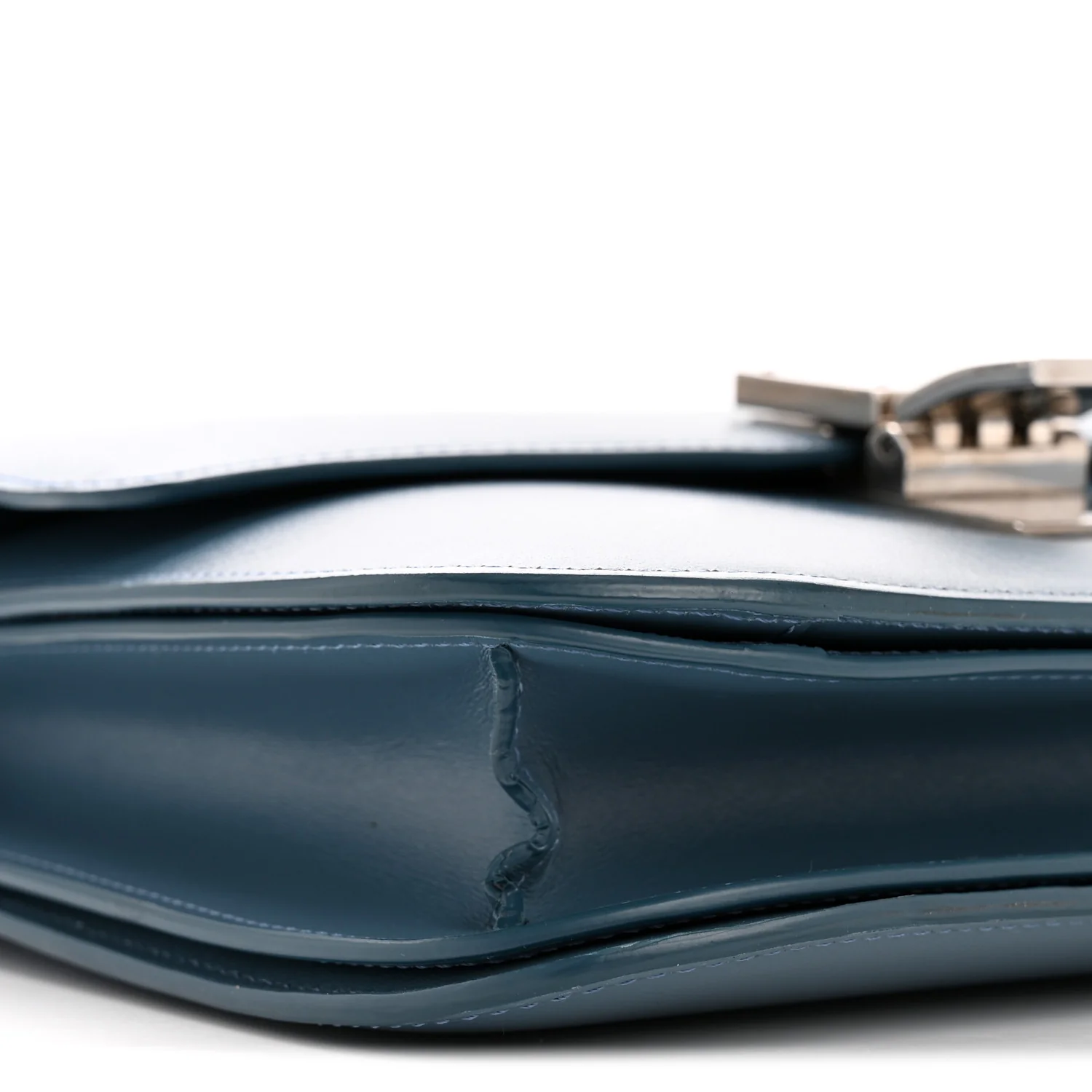 Box Calfskin Medium Classic Box Flap Bag Slate Blue - Image 10
