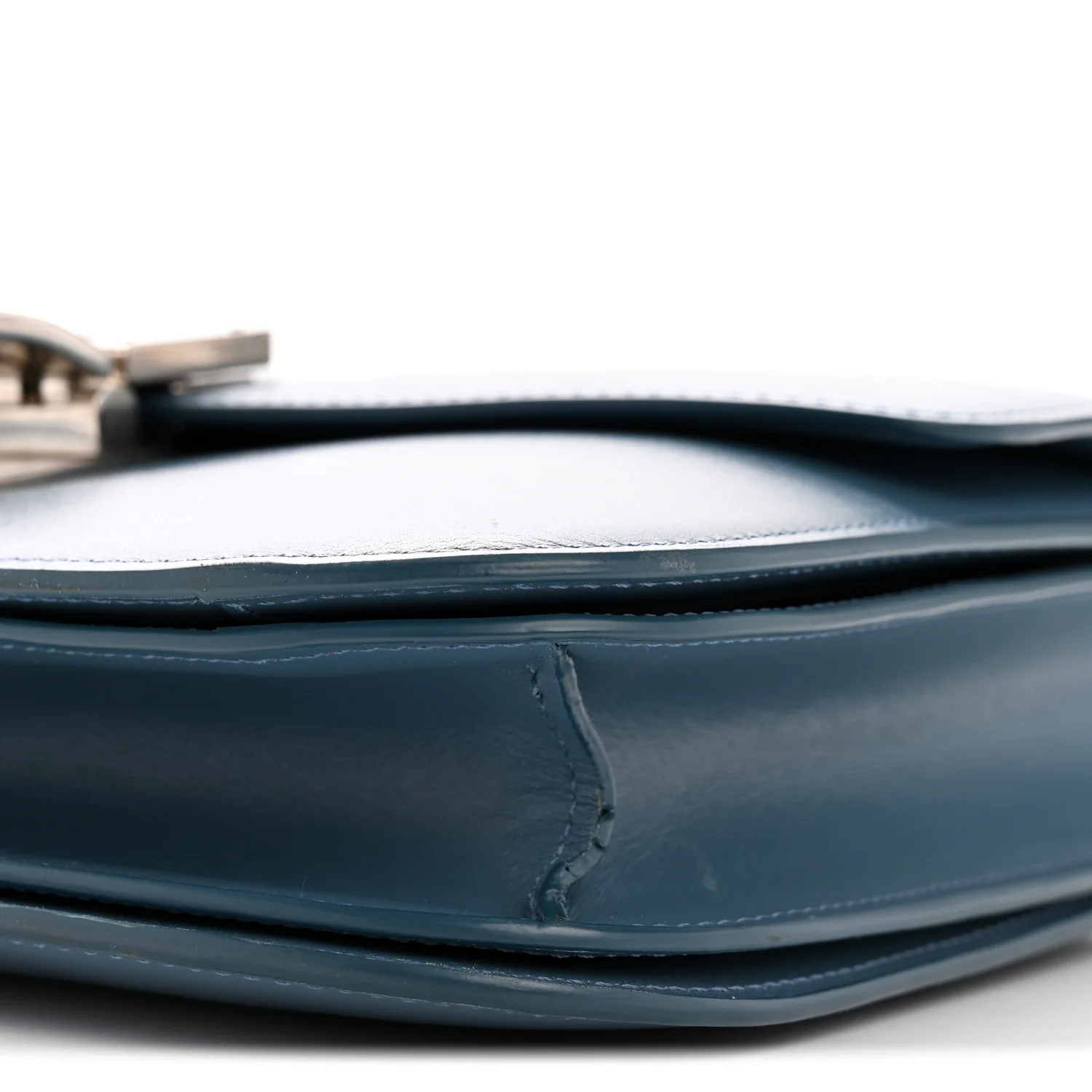 Box Calfskin Medium Classic Box Flap Bag Slate Blue - Image 11