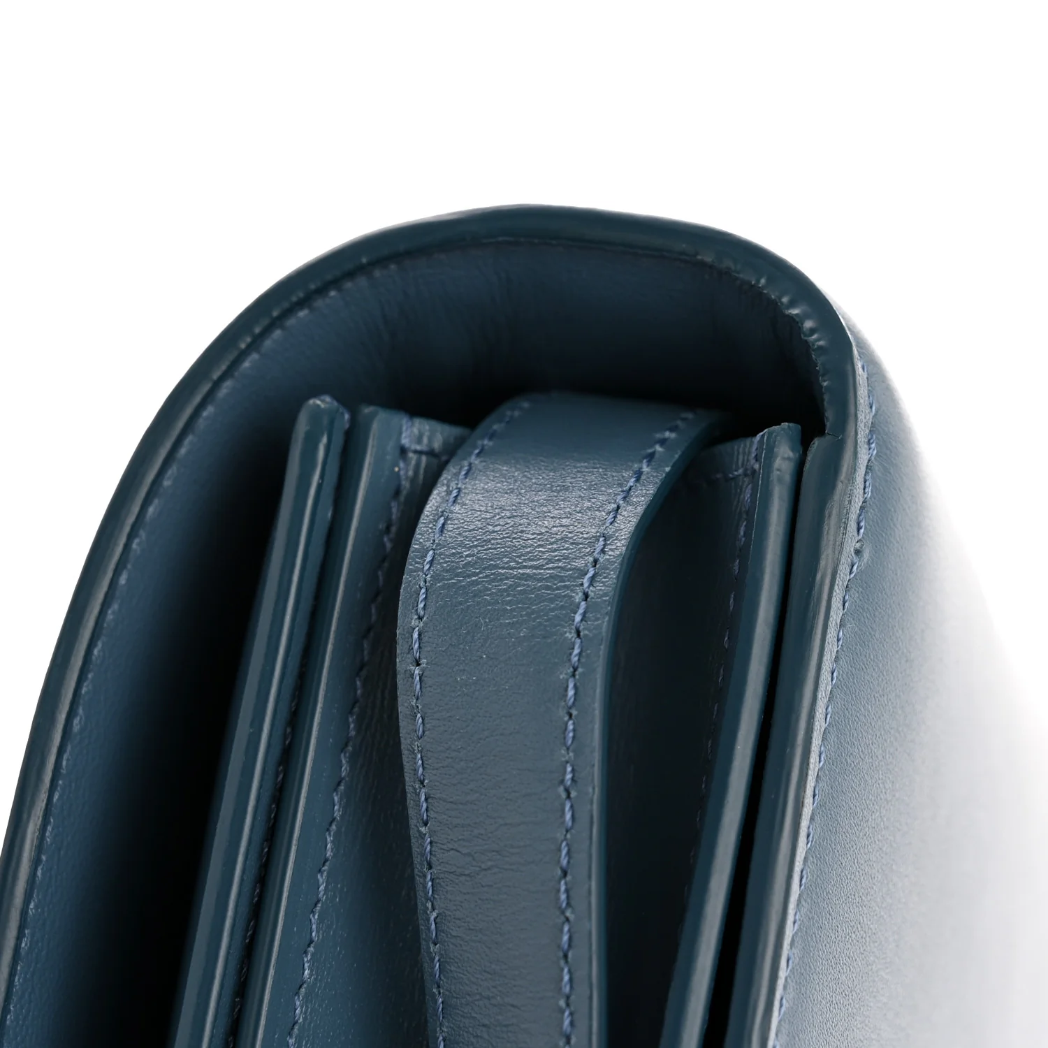 Box Calfskin Medium Classic Box Flap Bag Slate Blue - Image 14