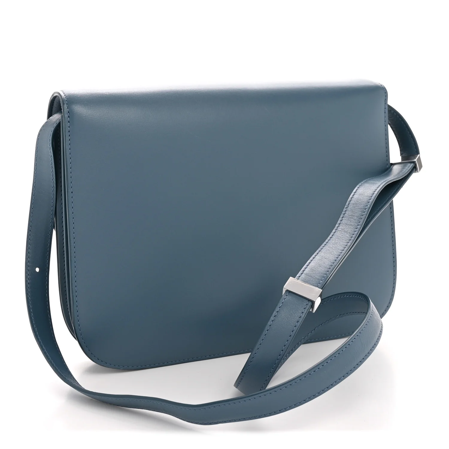 Box Calfskin Medium Classic Box Flap Bag Slate Blue - Image 3