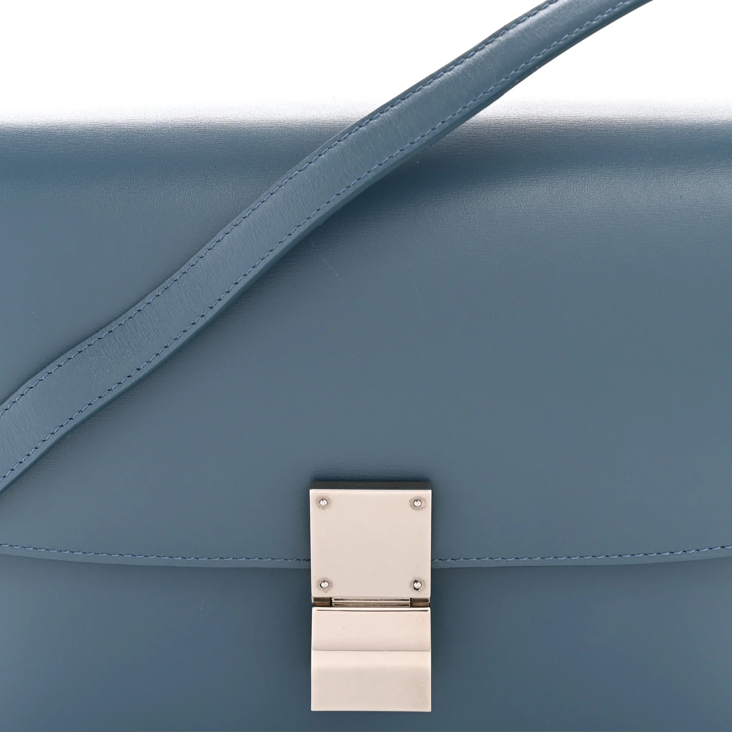 Box Calfskin Medium Classic Box Flap Bag Slate Blue - Image 9
