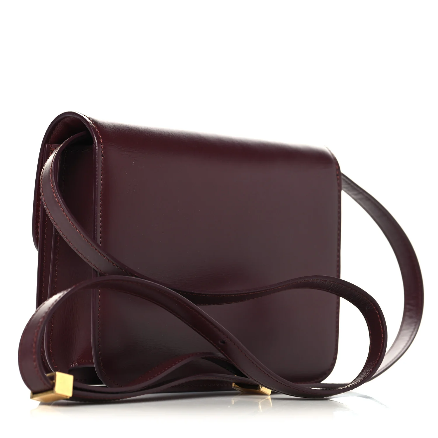 Box Calfskin Small Classic Box Flap Bag Burgundy - Image 3