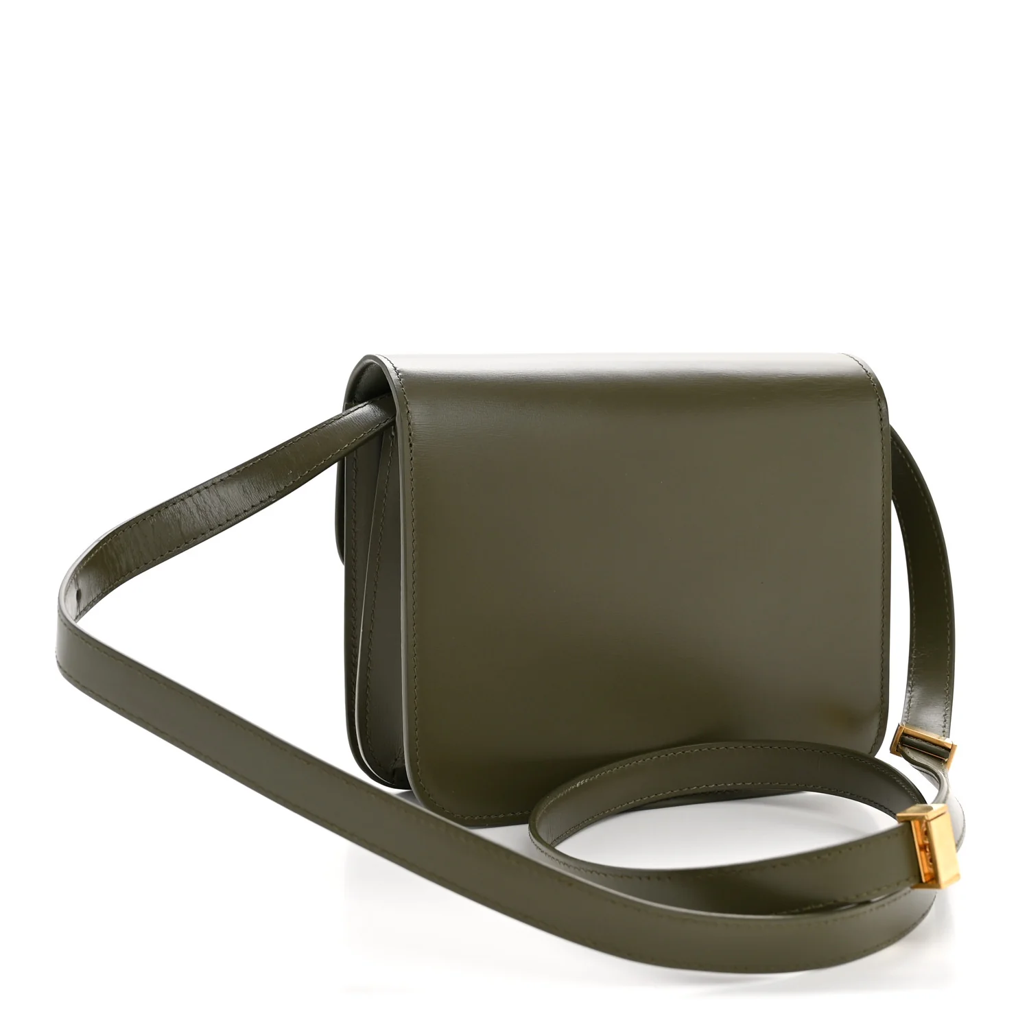 Box Calfskin Teen Classic Box Flap Bag Dark Olive - Image 3