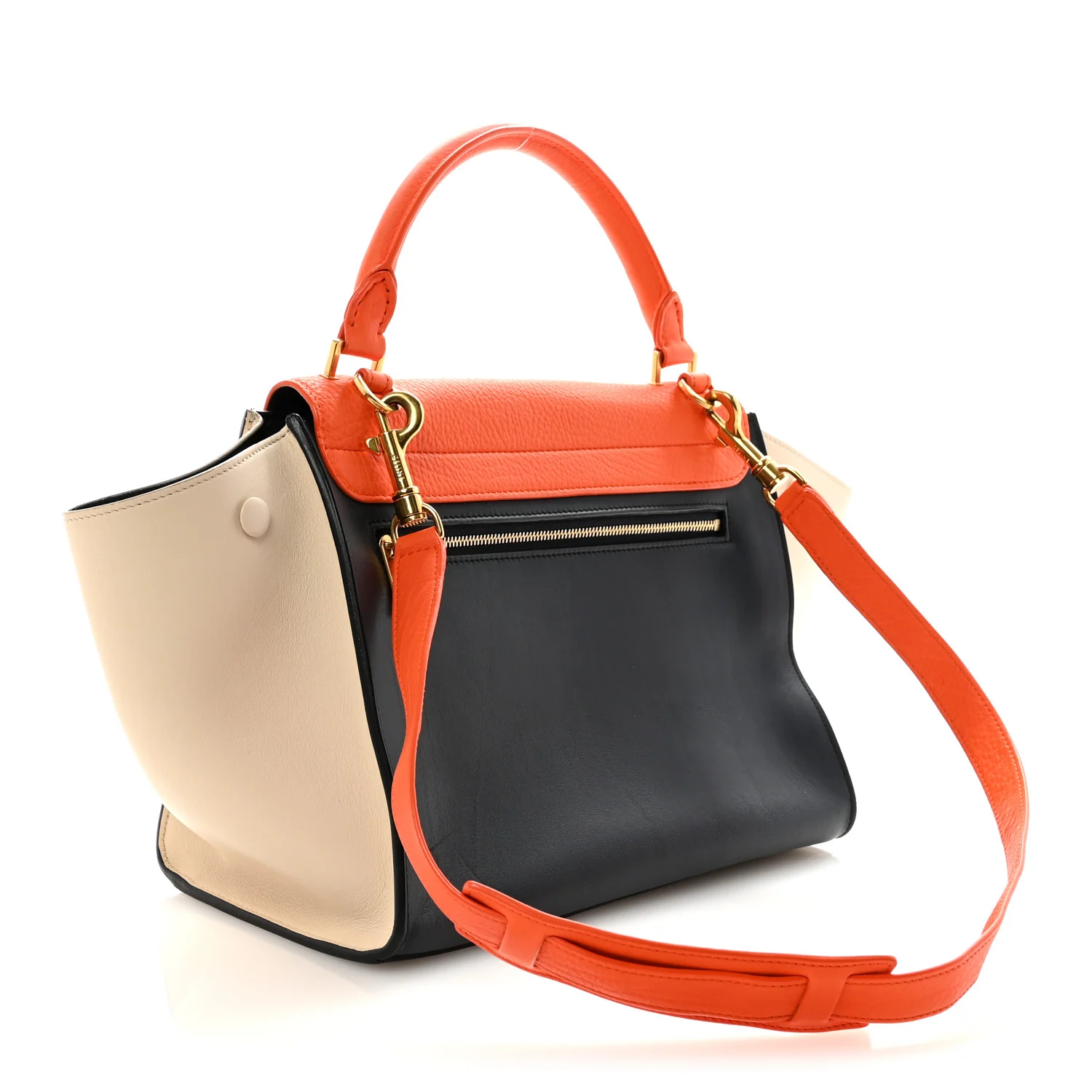 Bullhide Calfskin Small Tri-Color Trapeze Fluo Orange - Image 2