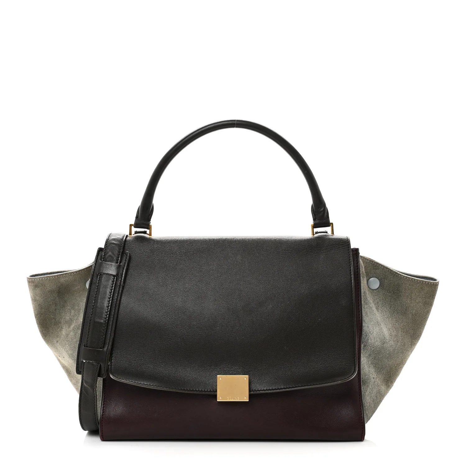 Calfskin and Suede Small Tri-Color Trapeze Dark Grey