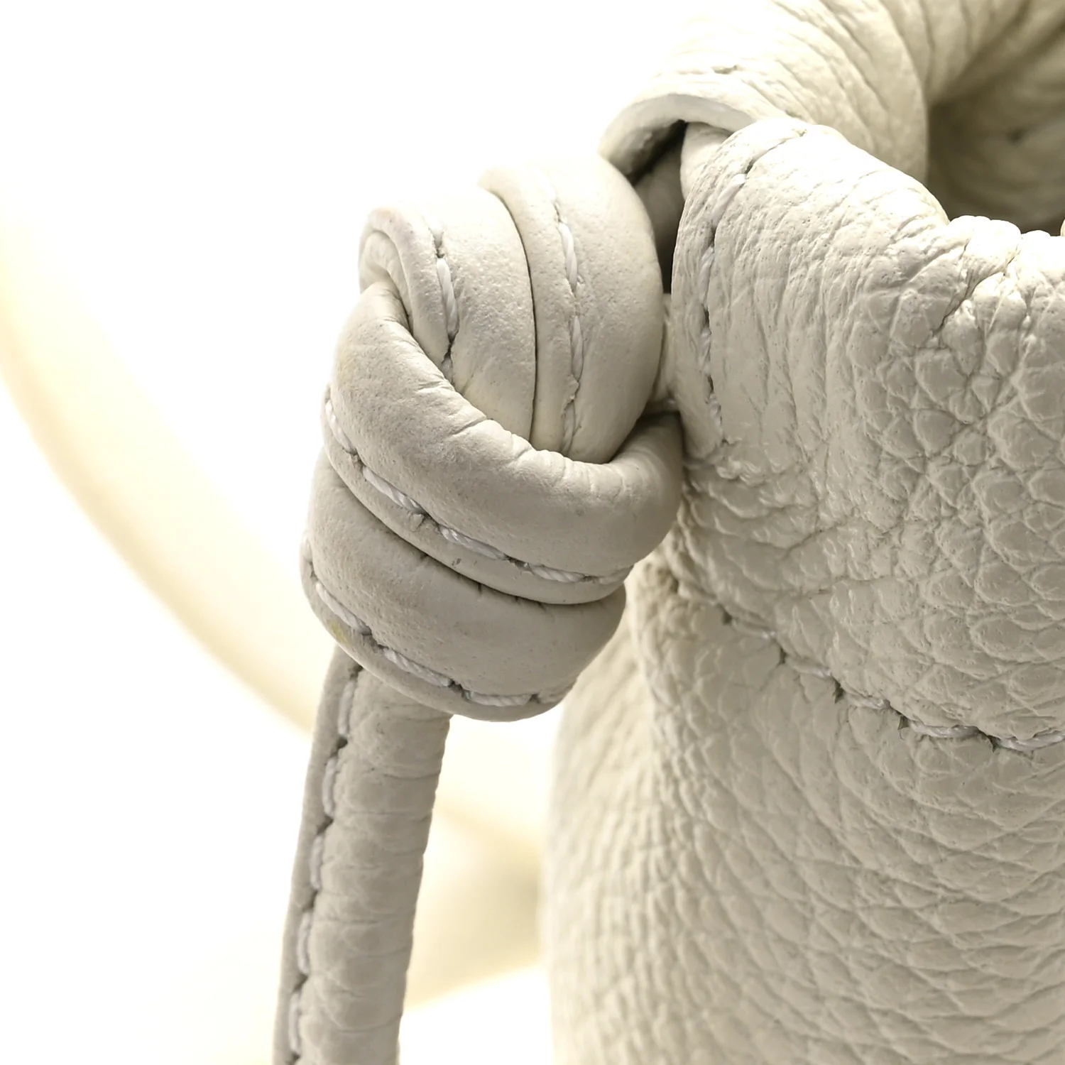 Calfskin Cuir Small Triomphe Cabas Drawstring White - Image 12