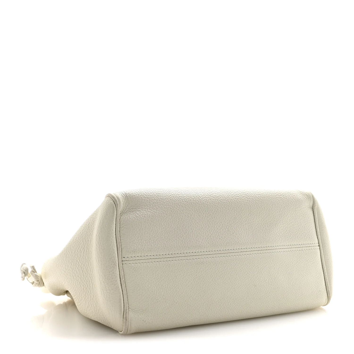Calfskin Cuir Small Triomphe Cabas Drawstring White - Image 4