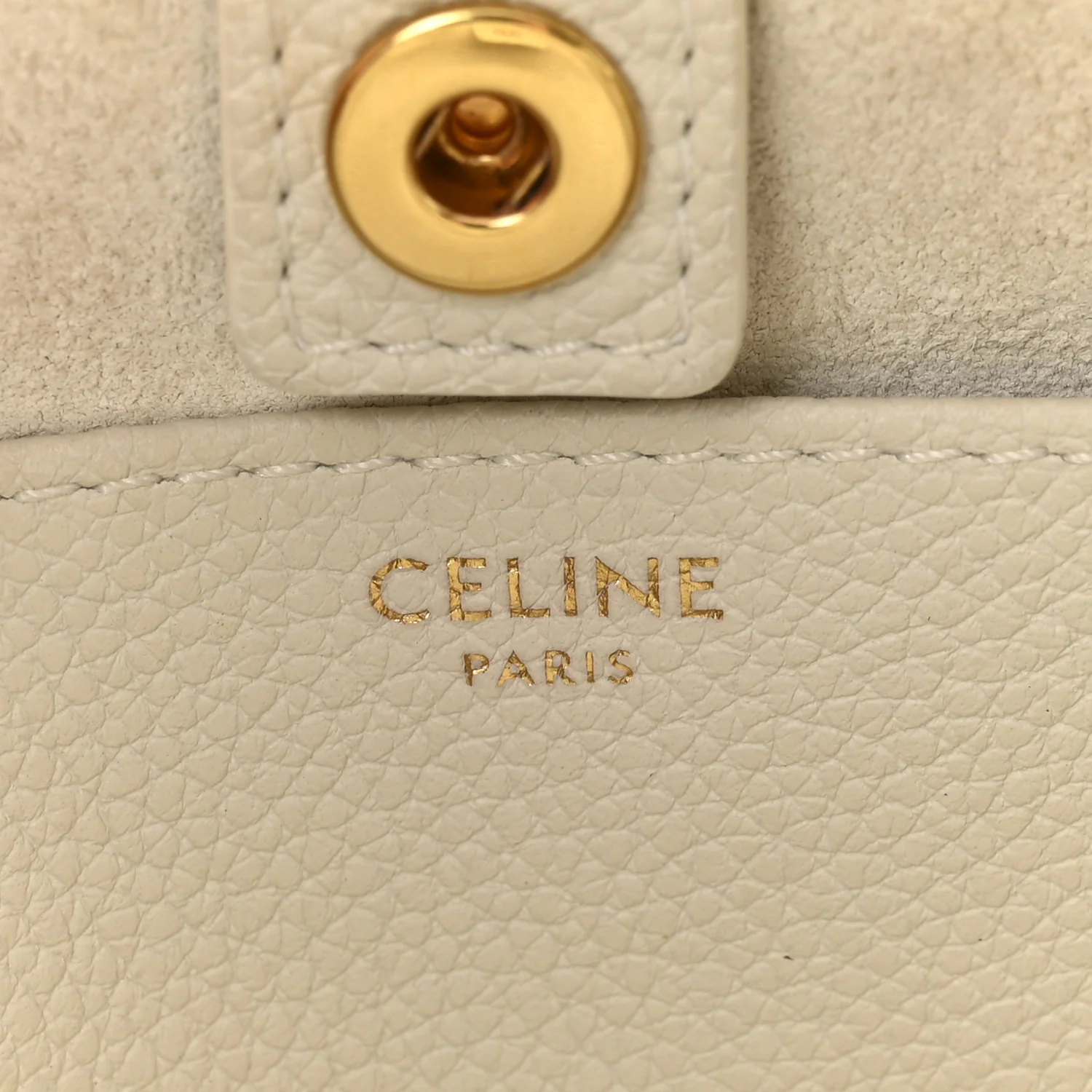 Calfskin Cuir Small Triomphe Cabas Drawstring White - Image 6