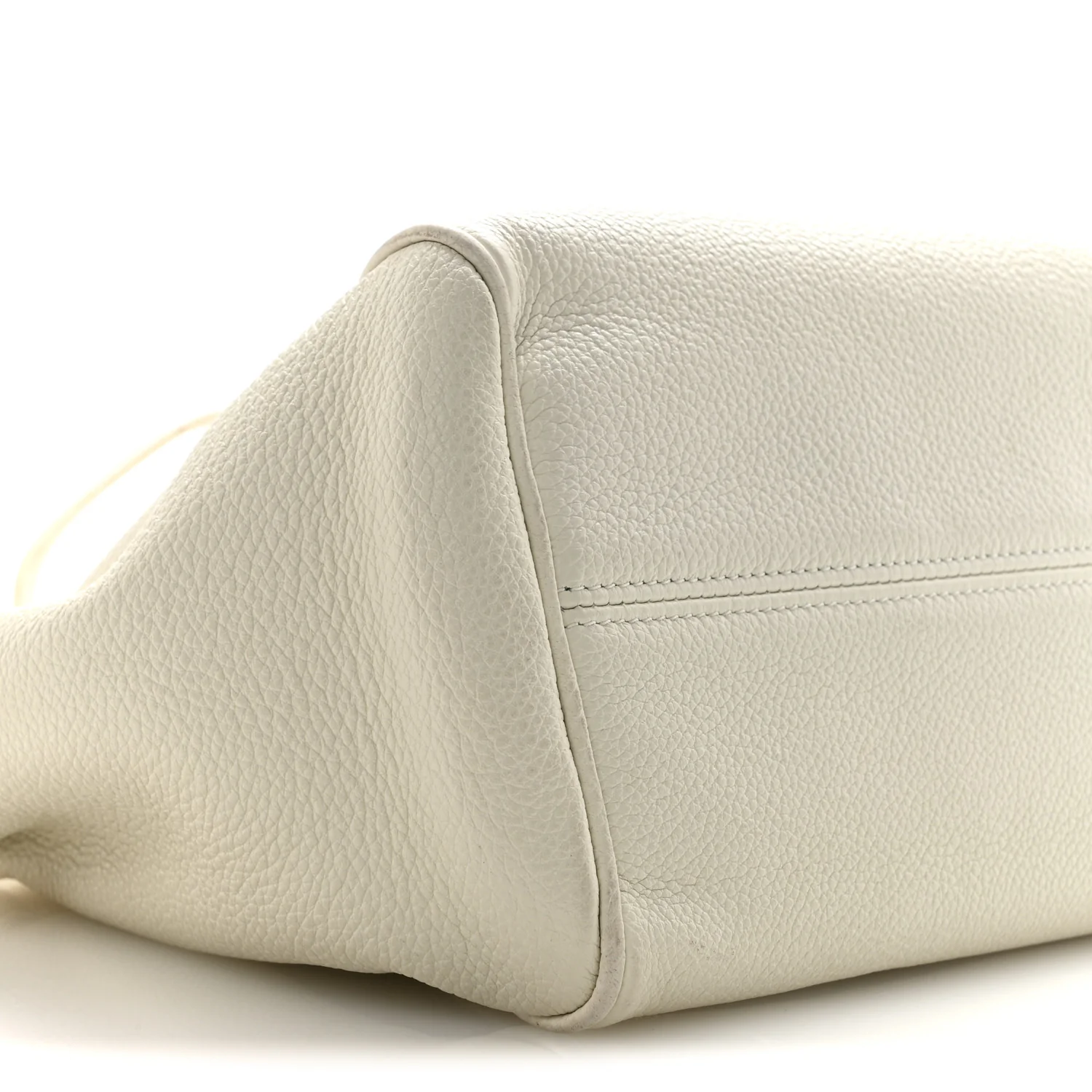Calfskin Cuir Small Triomphe Cabas Drawstring White - Image 9