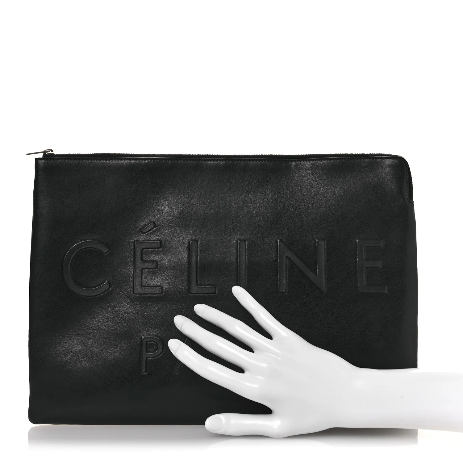 Calfskin Large Made In Clutch Pouch Black - Image 3