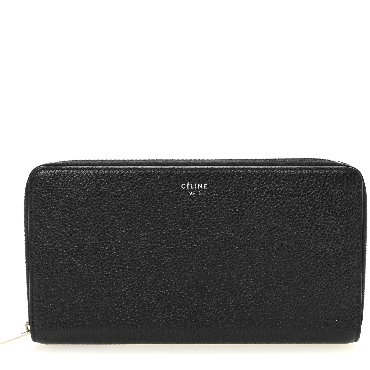 Calfskin Large Zip Around Multifunction Wallet Black Citron
