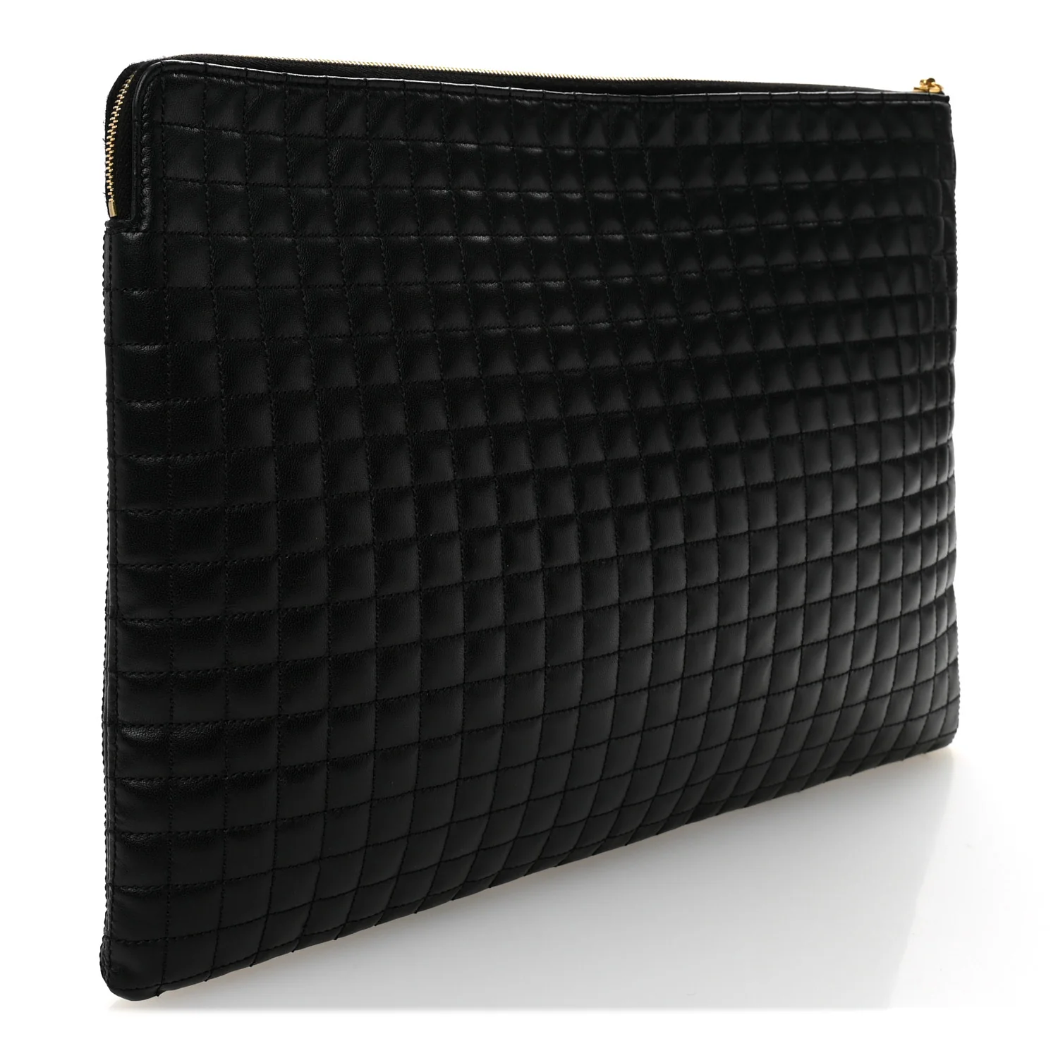 Calfskin Quilted C Charm Pouch Black - Image 3