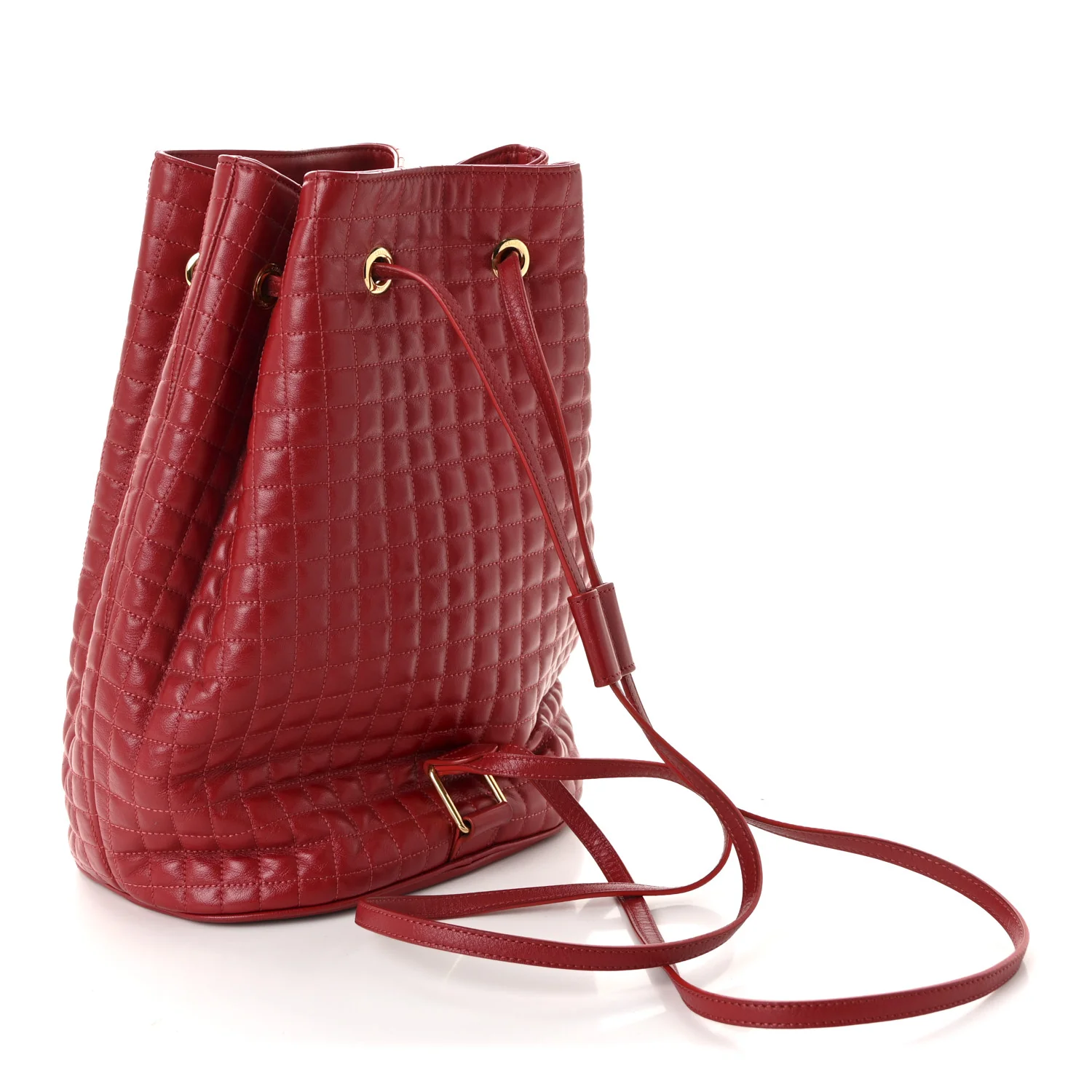 Calfskin Quilted Small C Backpack Red - Image 3