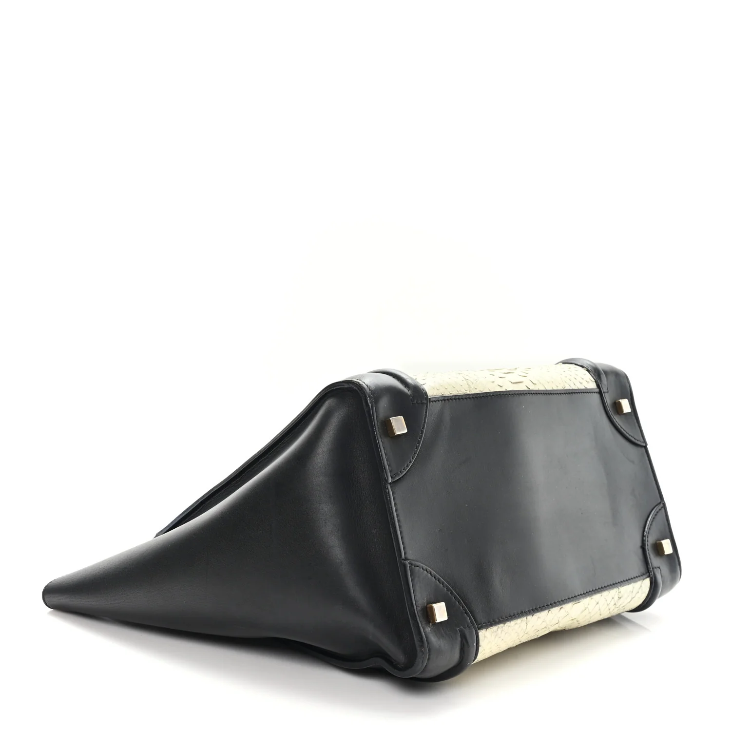 Calfskin Snakeskin Mini Luggage Black White - Image 4