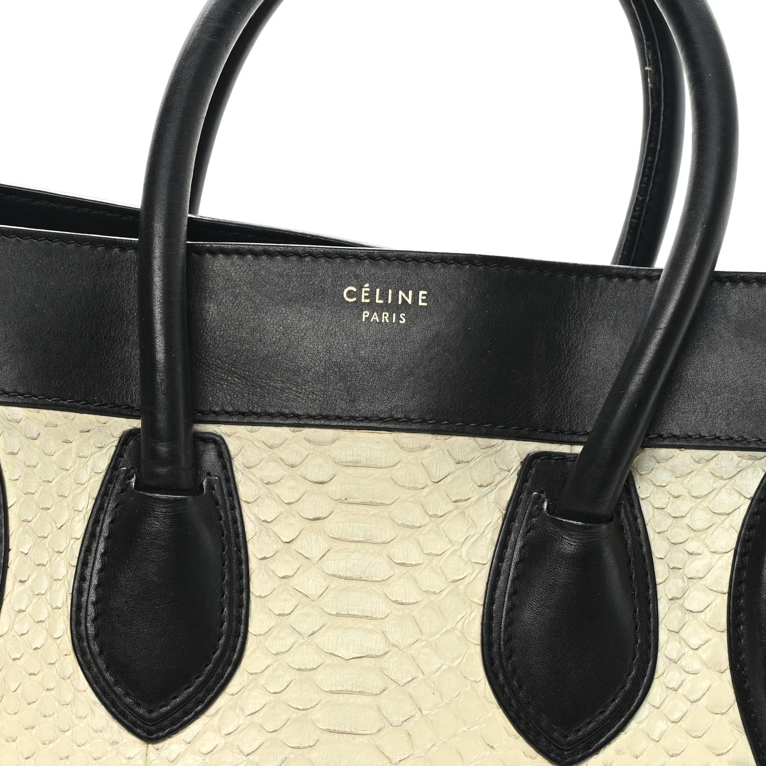 Calfskin Snakeskin Mini Luggage Black White - Image 7