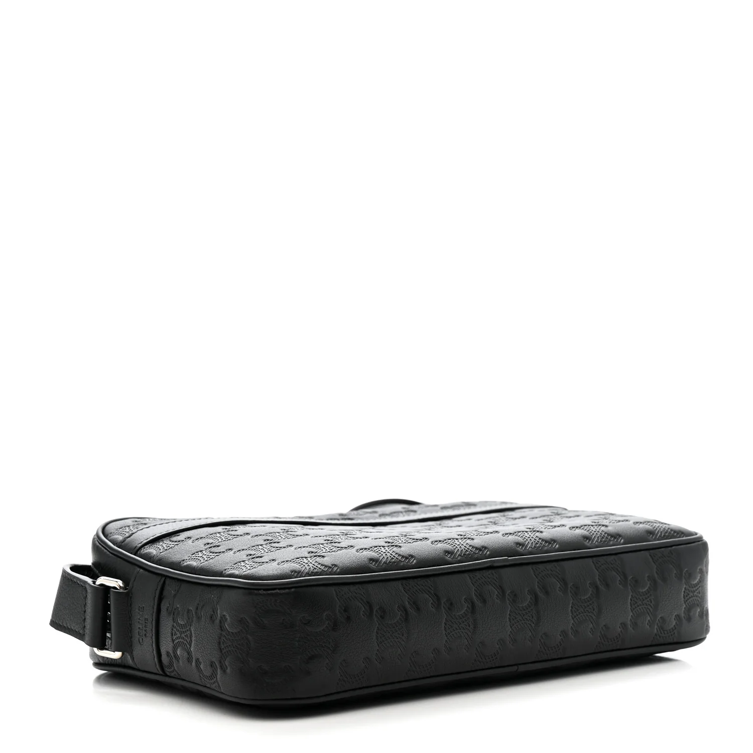 Calfskin Triomphe Embossed Medium Messenger Bag Black - Image 4