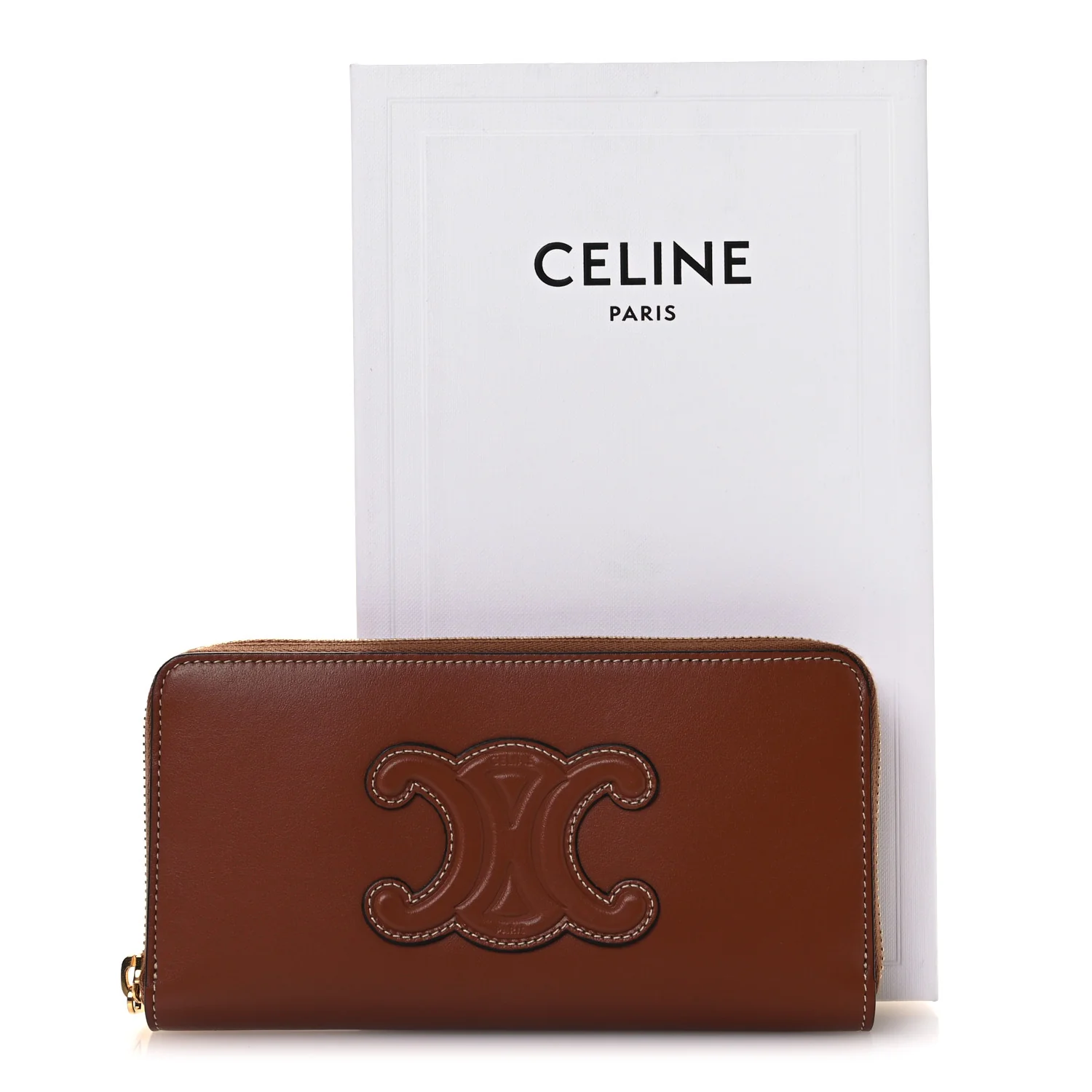 Calfskin Triomphe Large Zipped Wallet Tan - Image 10