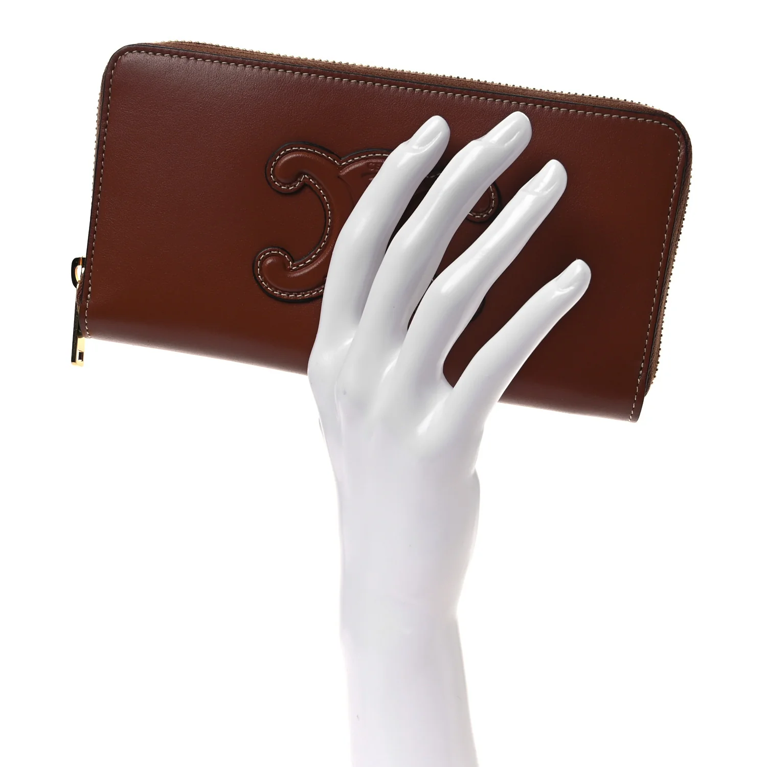 Calfskin Triomphe Large Zipped Wallet Tan - Image 2