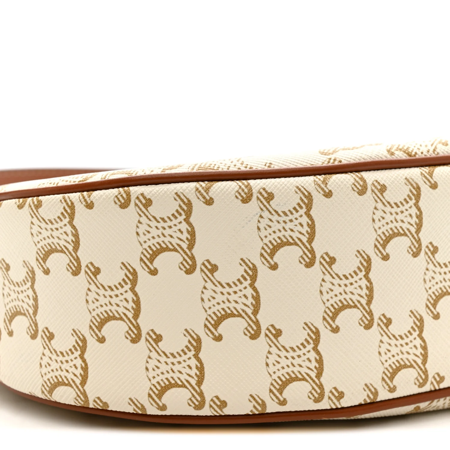 Canvas Calfskin Ava Triomphe Shoulder Bag White - Image 10